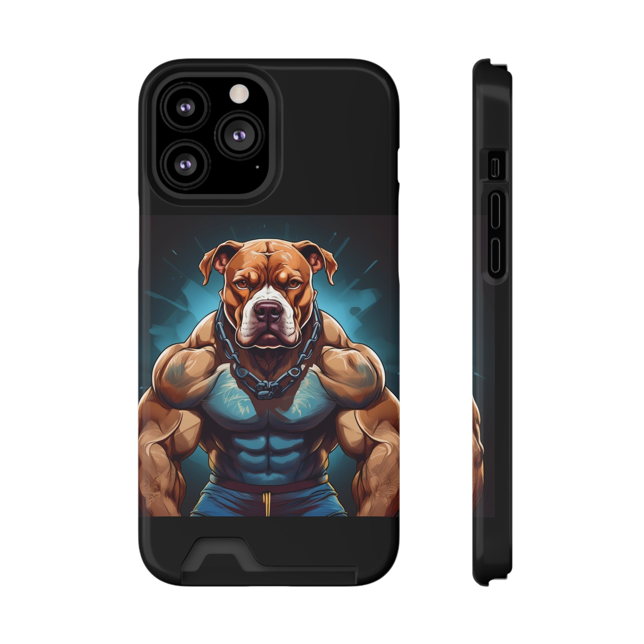 Pitbull Body Builder Phone Case with Card Holder