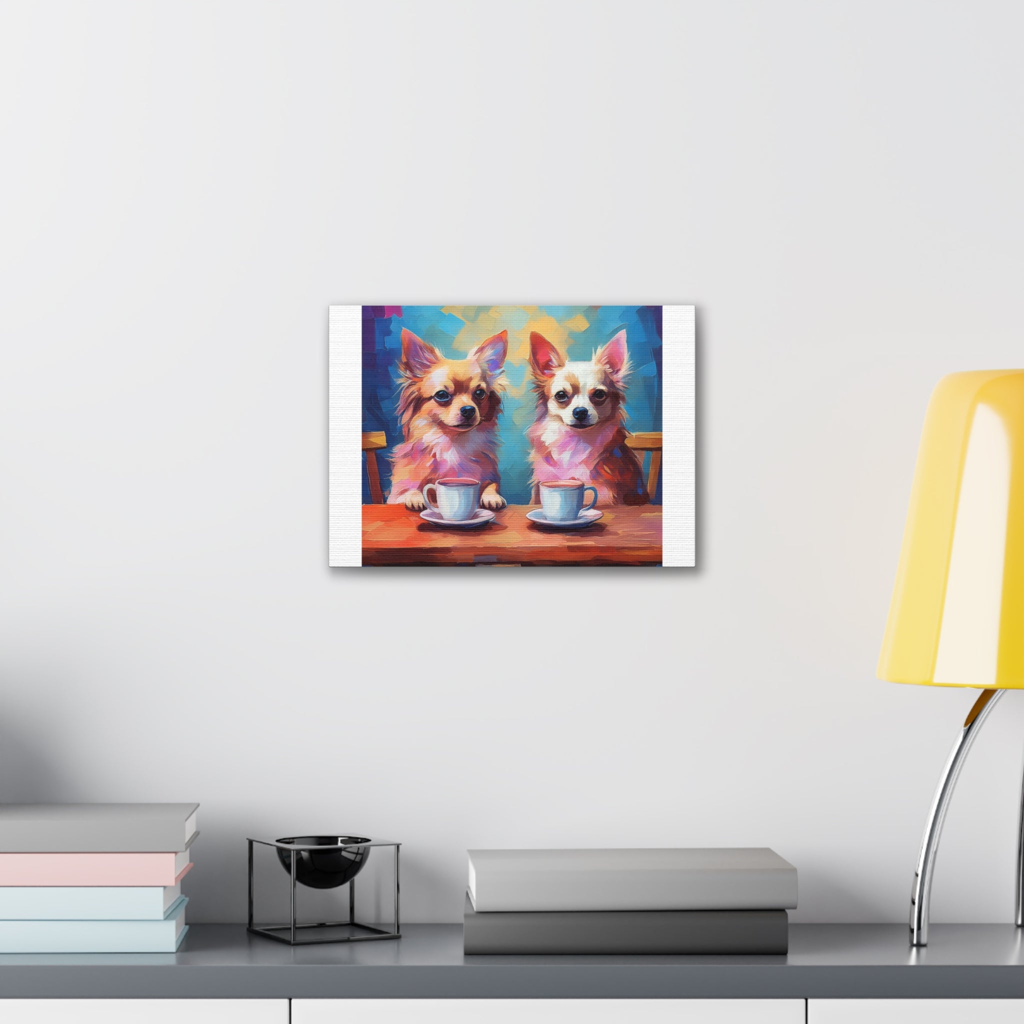 Cafe con Chihuahua Canvas Stretched, 0.75"