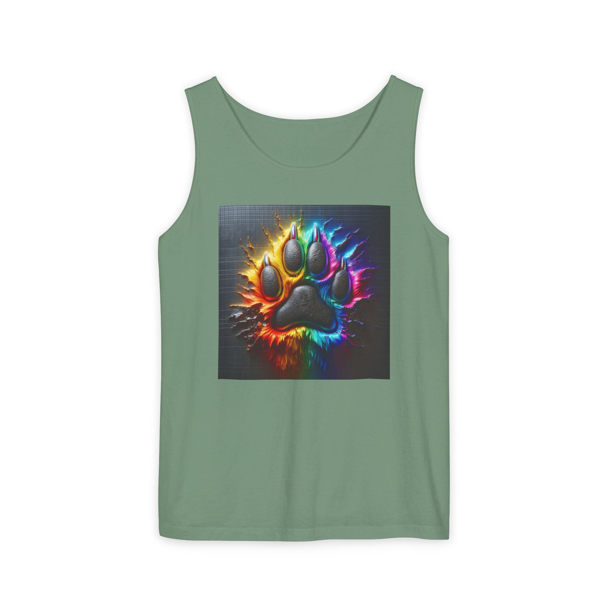 Electric Rainbow Dog Paw Unisex Tank Top