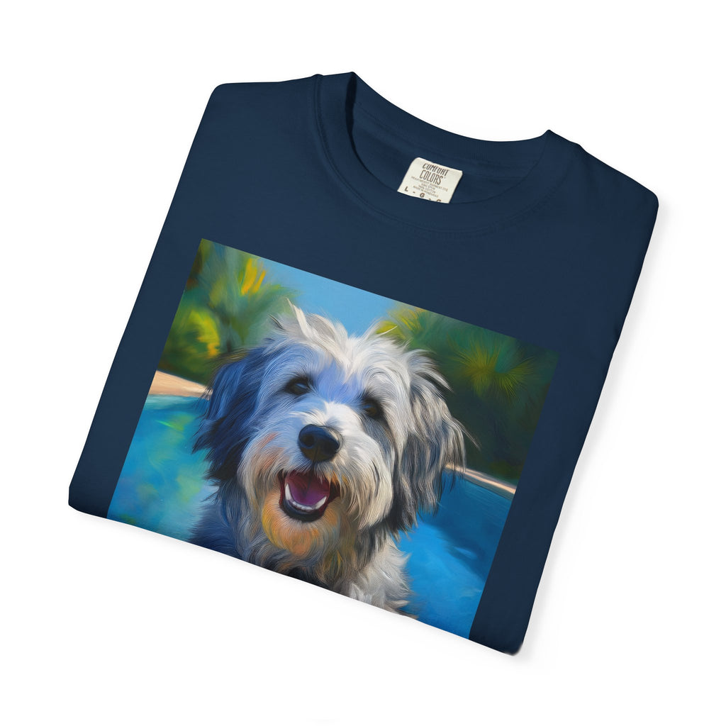 Grey Shaggy Dog Poolside Unisex Garment-Dyed T-shirt