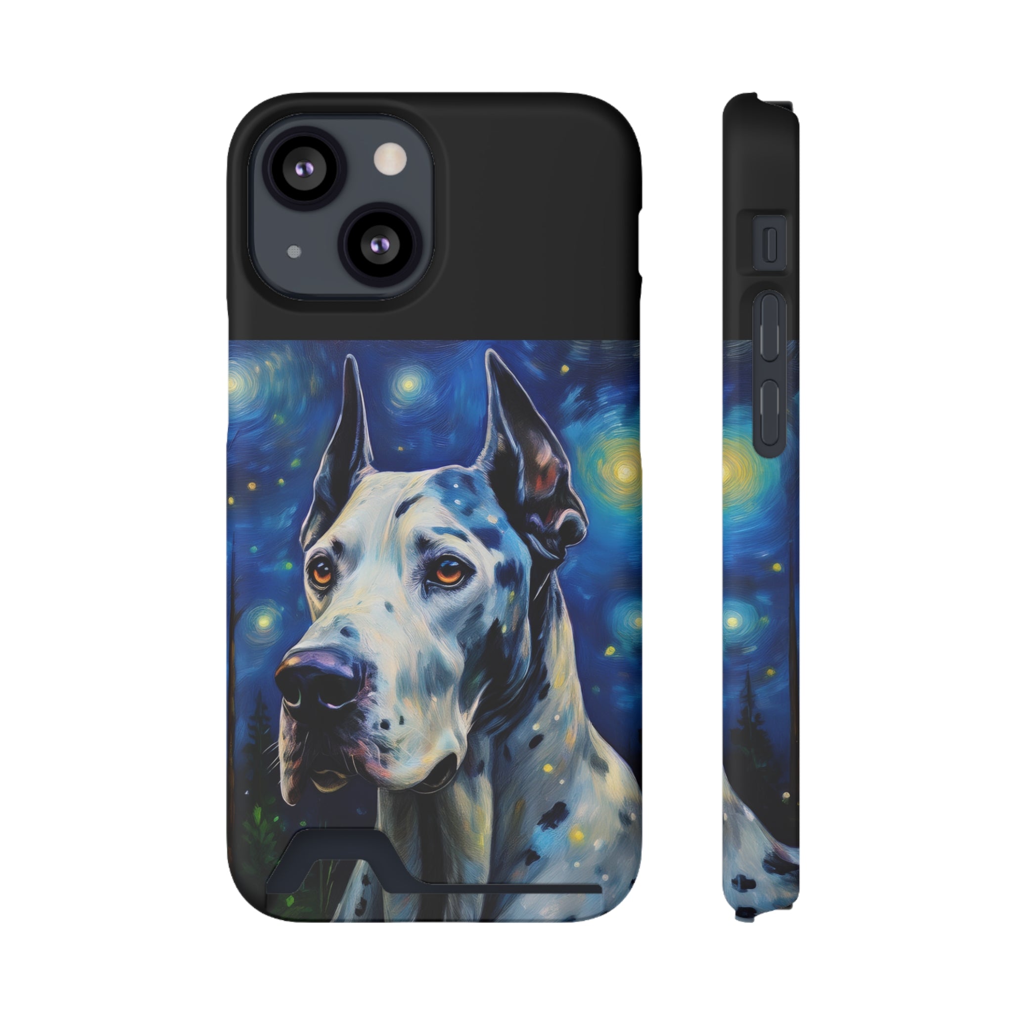 Great Dane Stary Night Phone Case with Card Holder