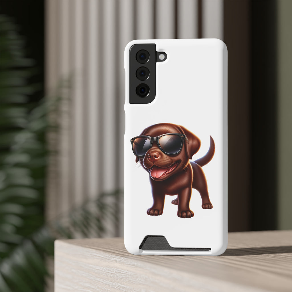 Chocolate Lab with Sunglasses Phone Case with Card Holder