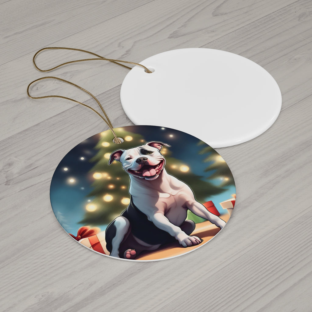Pit Bull Holiday Ceramic Ornament