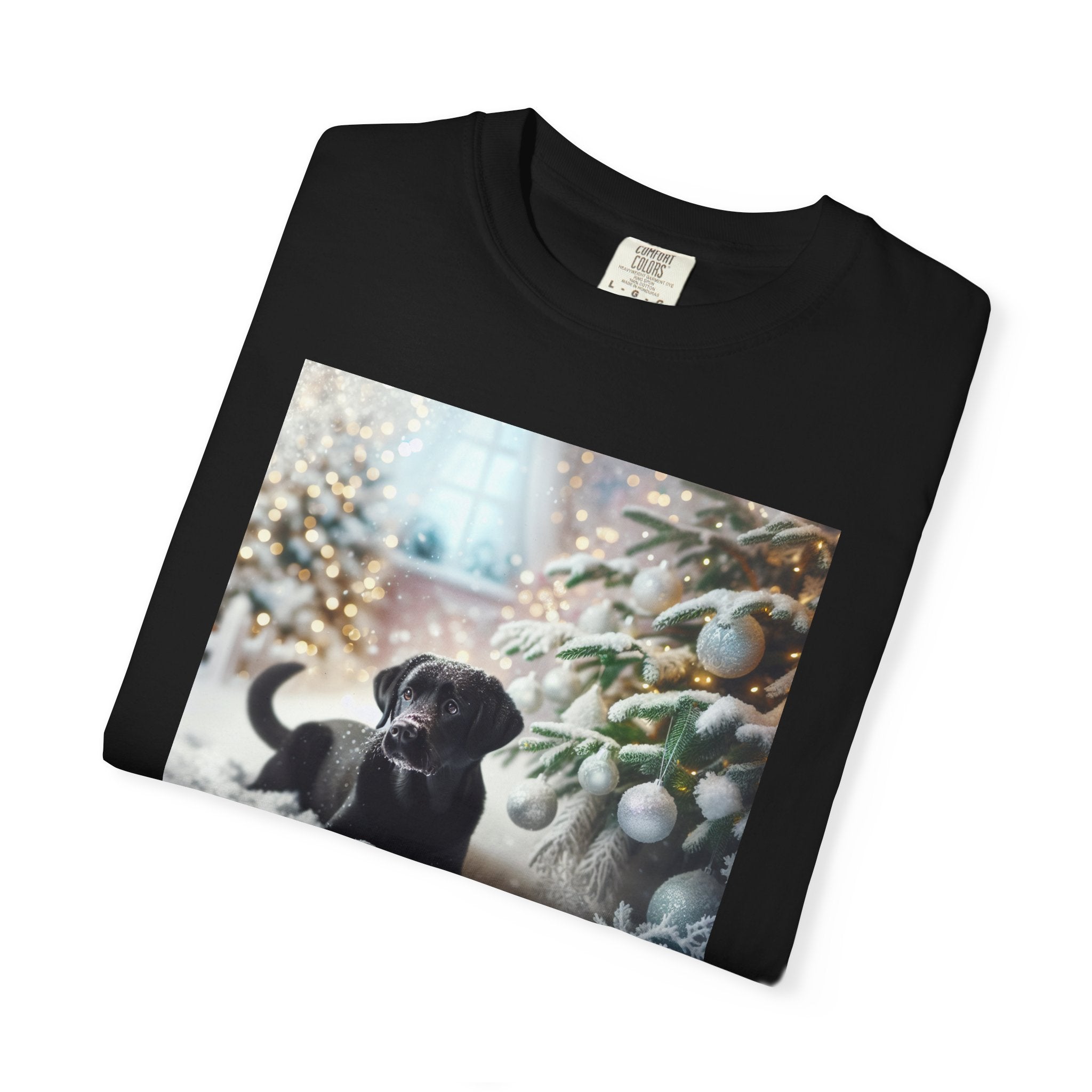 Black Lab Puppy Holiday Unisex Garment-Dyed T-shirt