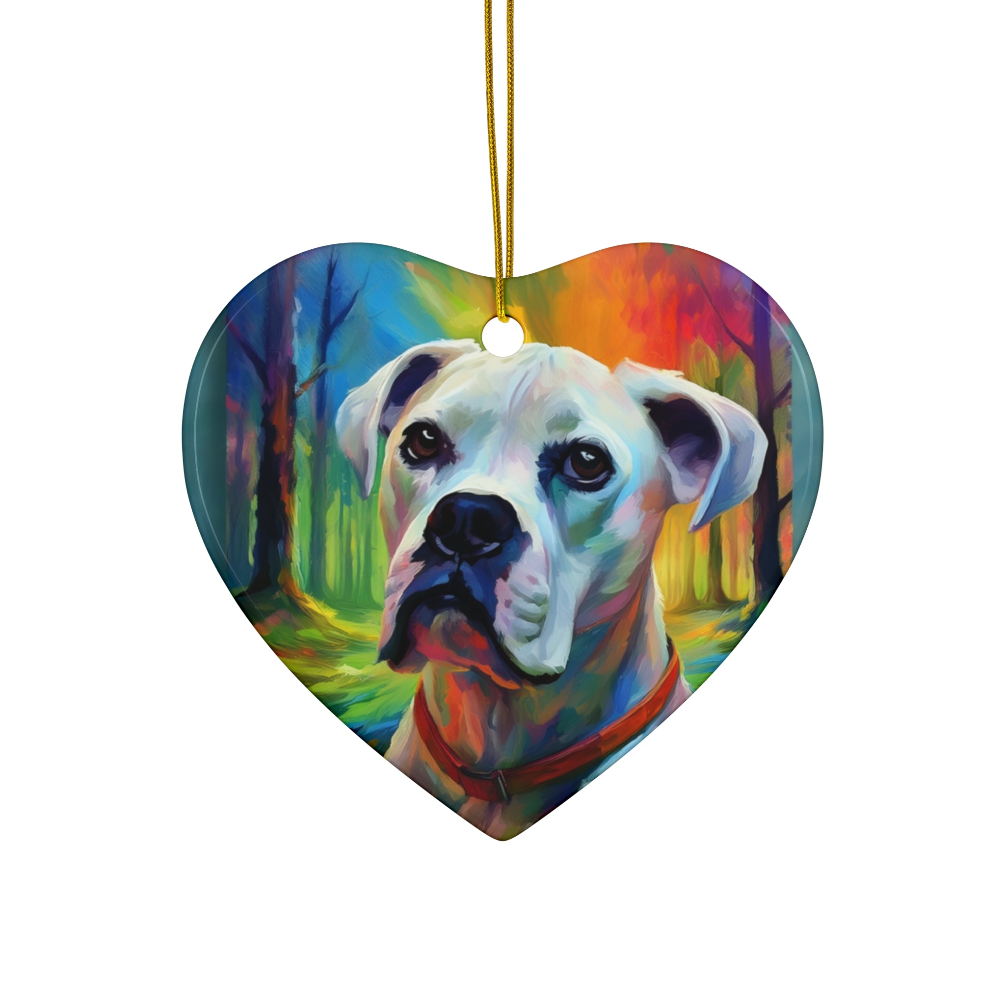 Boxer Rainbow Sky Ceramic Ornament