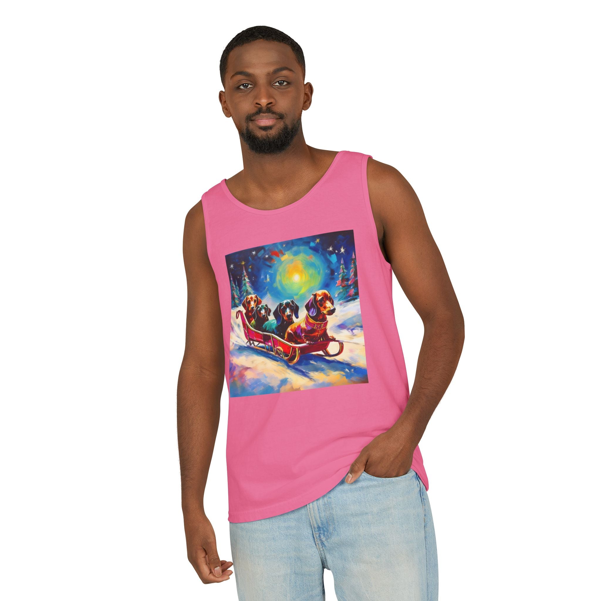 Dachshund Night Sleighride Unisex Tank Top