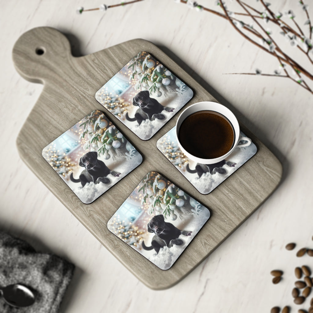 Black Lab Puppy Holiday Coasters