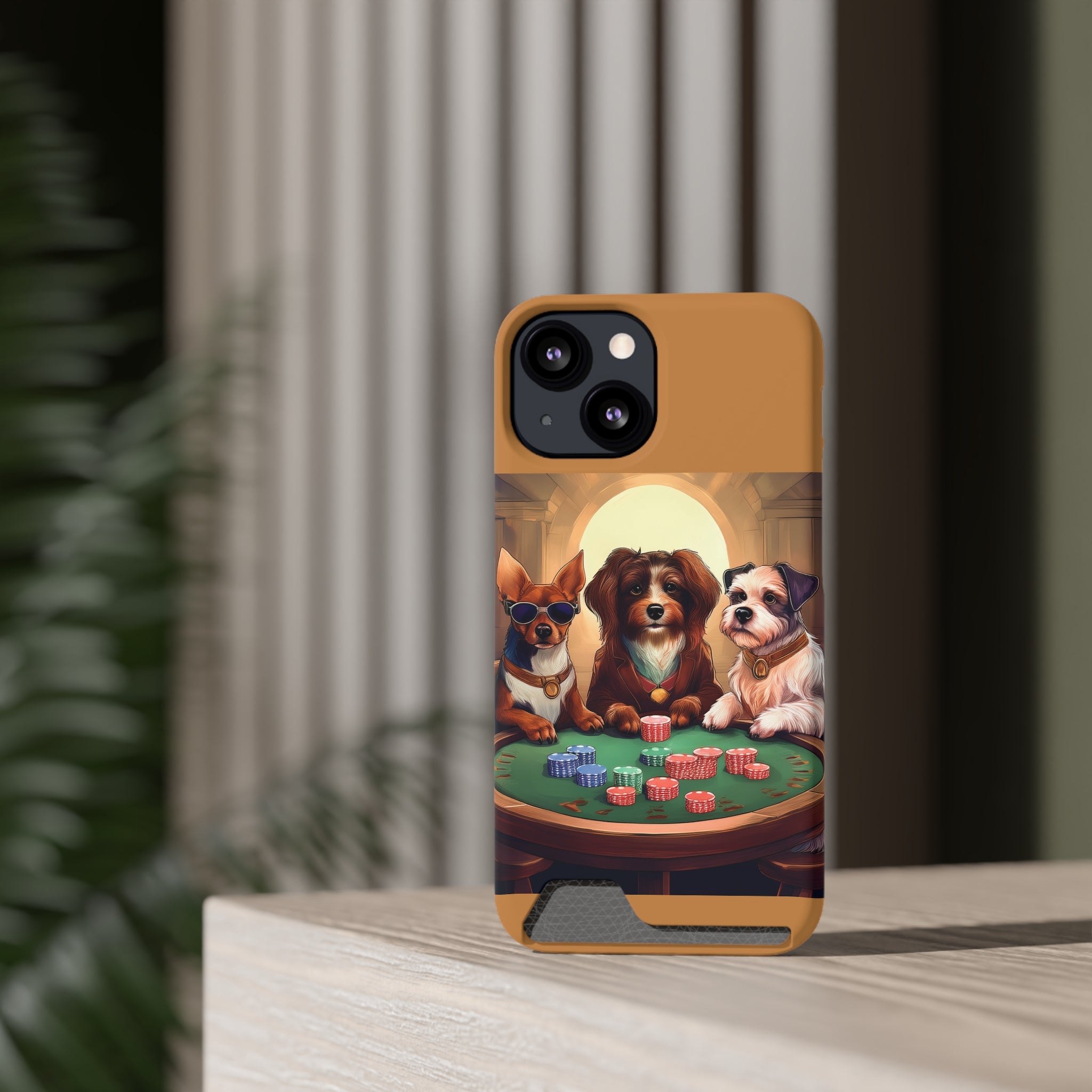 Puppy Poker Phone Case with Card Holder
