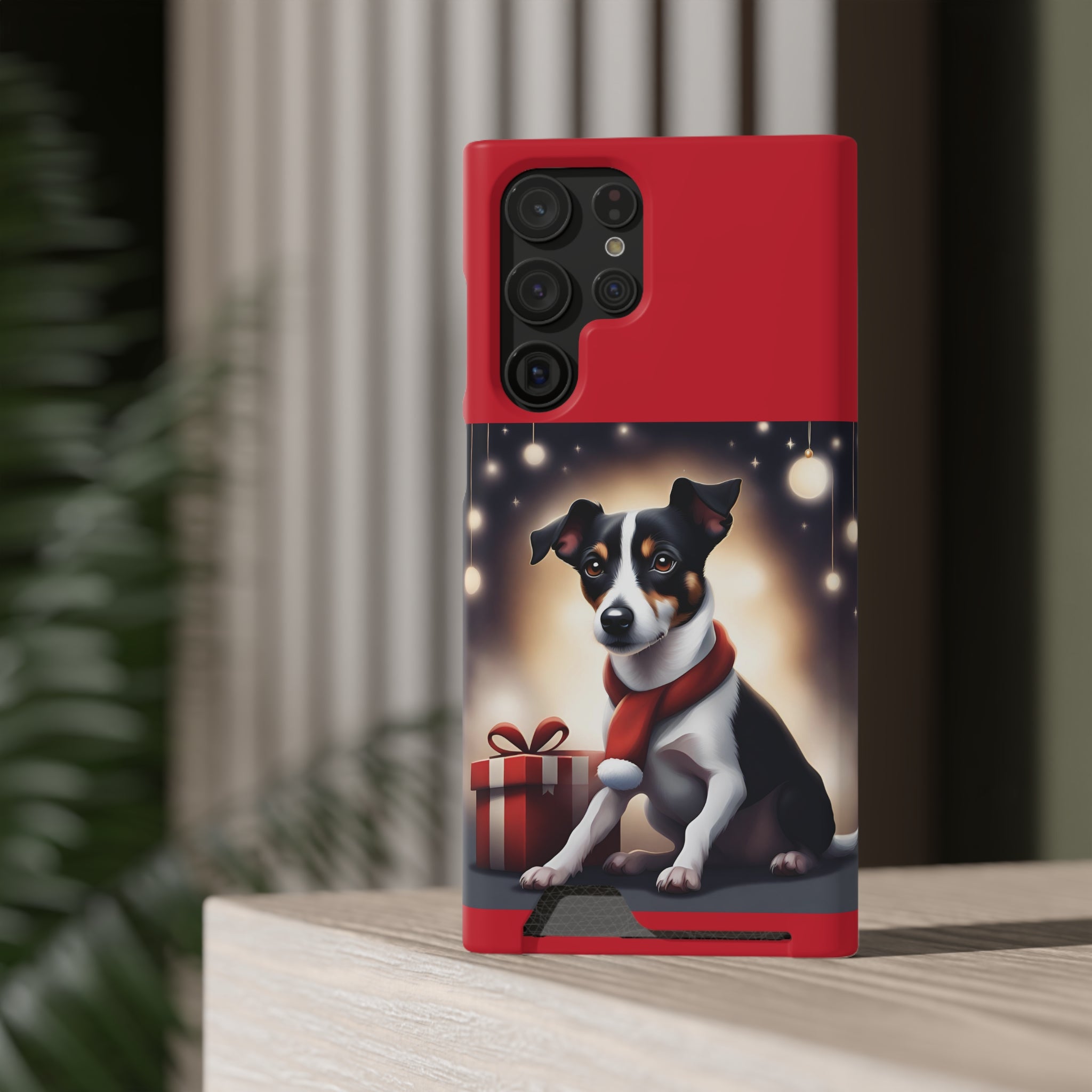 Jack Russel Holiday Phone Case with Card Holder