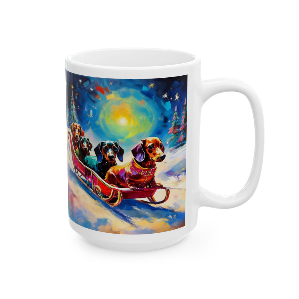 Dachshund Night Sleighride Ceramic Mug, (11oz, 15oz)