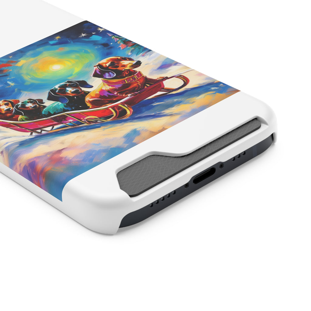 Dachshund Night Sleighride Phone Case with Card Holder
