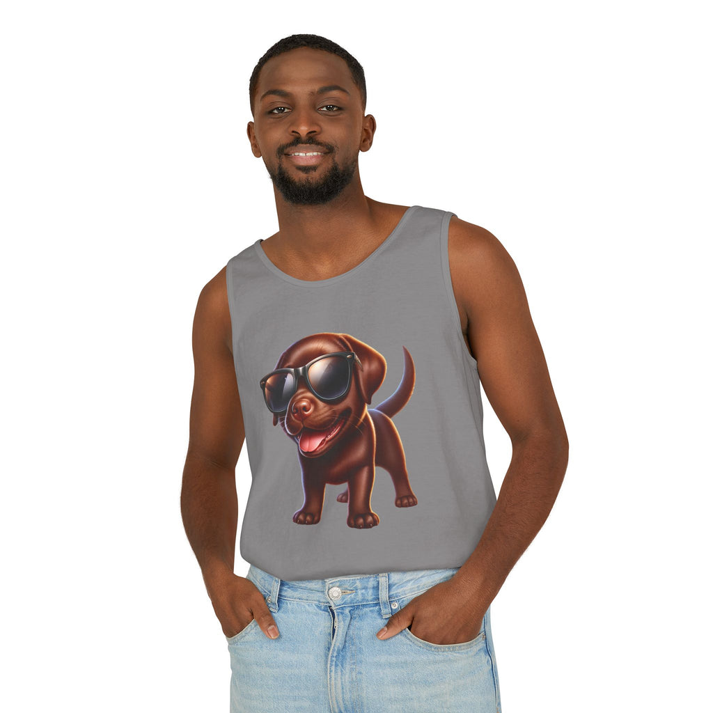 Chocolate Lab w/ sunglasses Unisex Tank Top