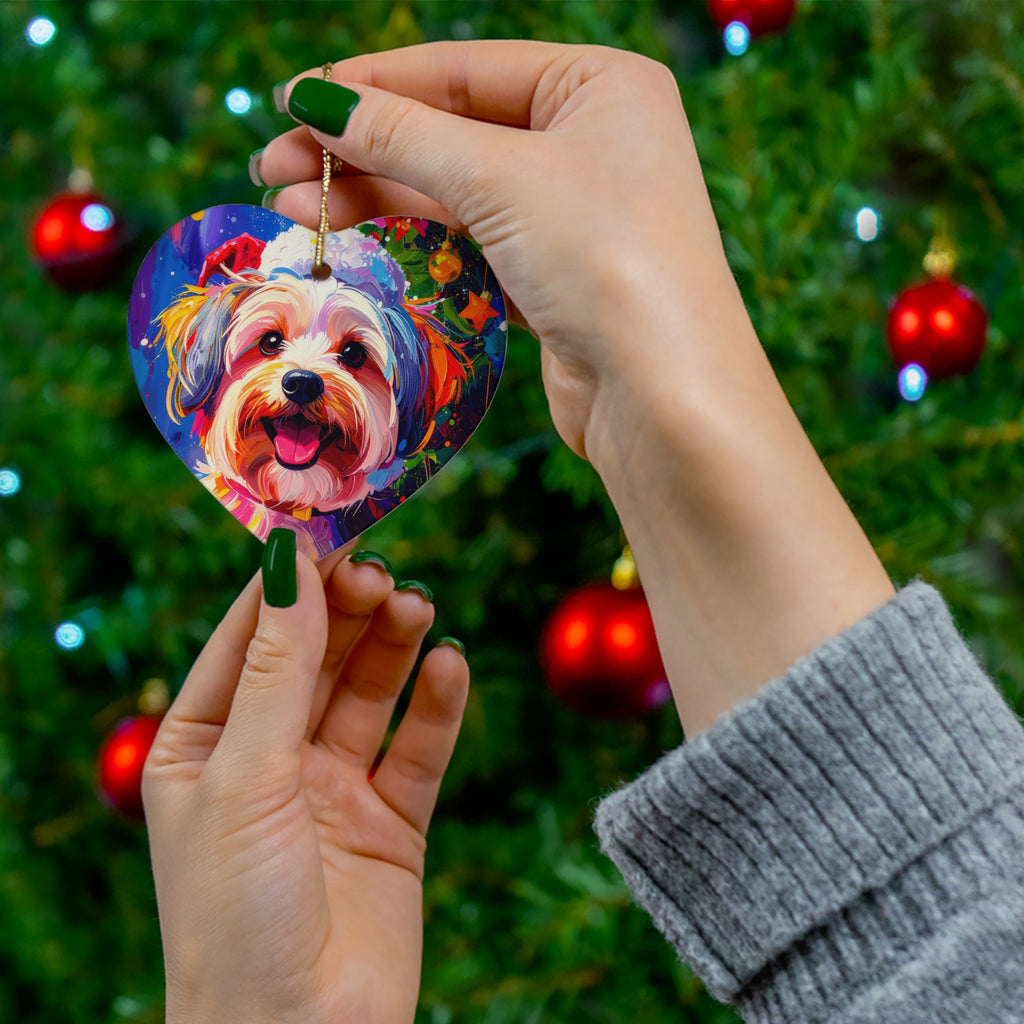 Yorkie Holiday II Ceramic Ornament