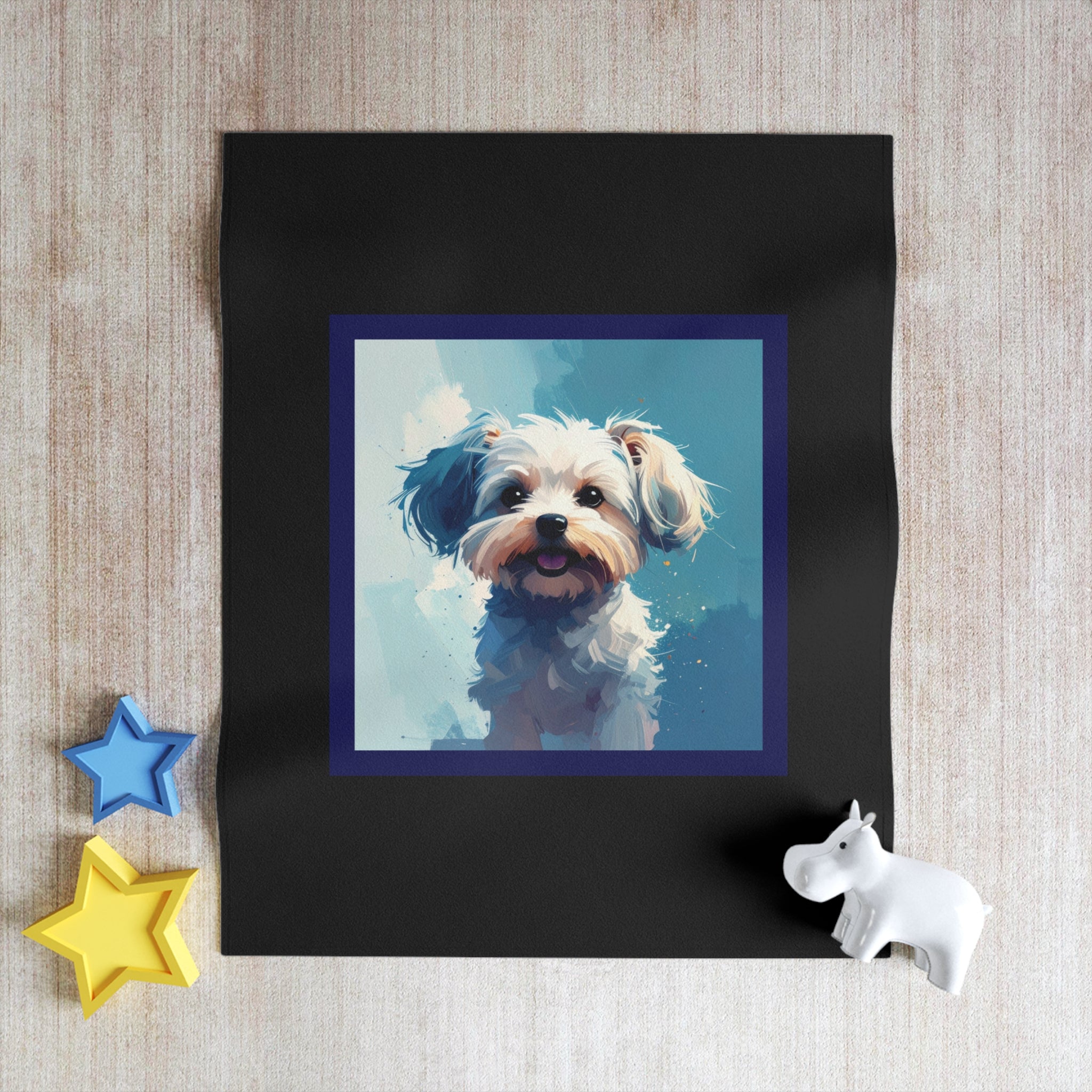 White Frost Yorkie Throw Blanket