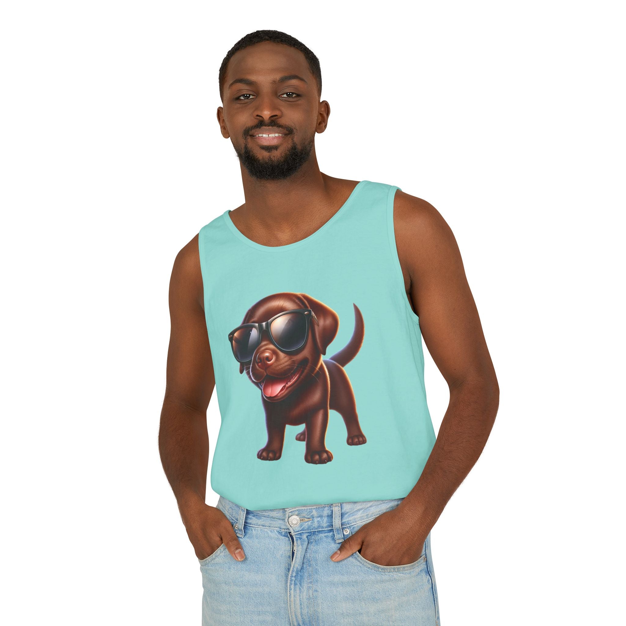 Chocolate Lab w/ sunglasses Unisex Tank Top