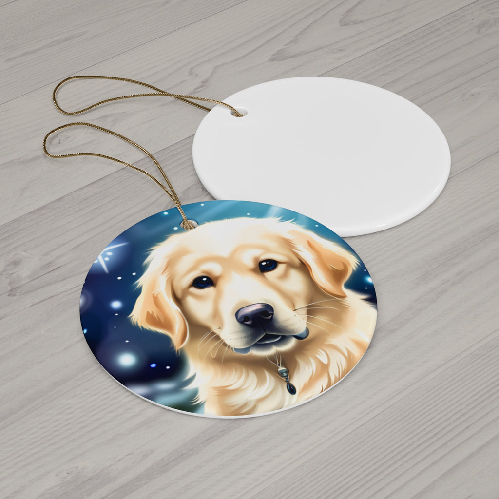 Golden Retriever Stary Night Ceramic Ornament