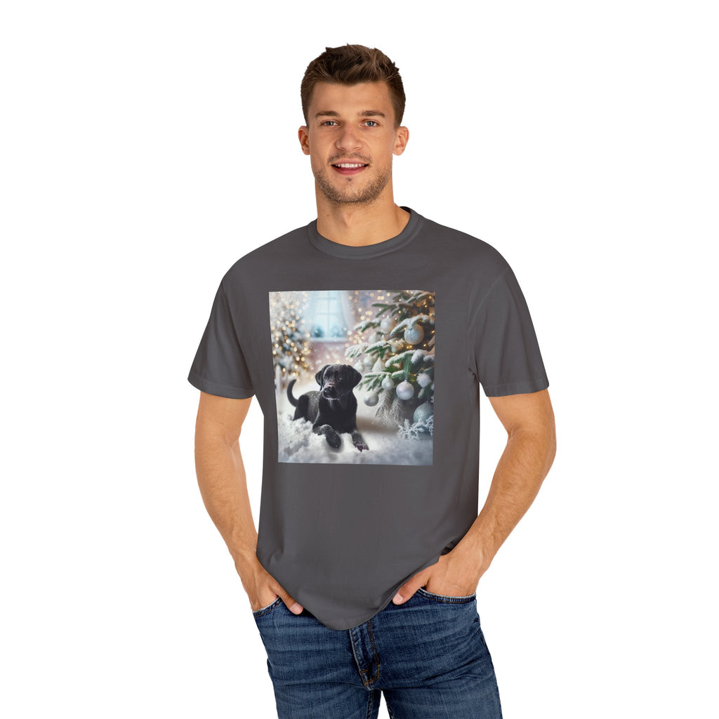 Black Lab Puppy Holiday Unisex Garment-Dyed T-shirt