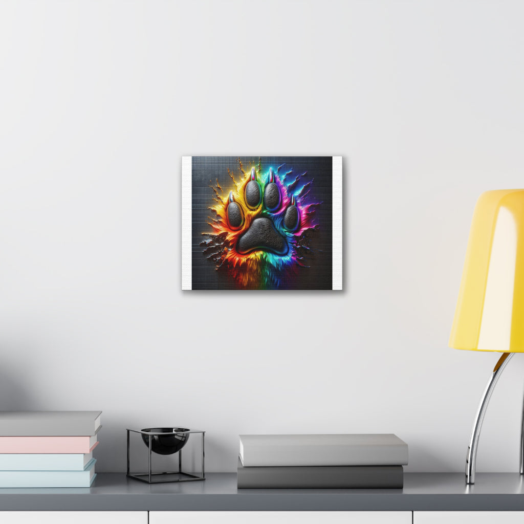 Electric Rainbow Dog Paw Canvas Stretched, 0.75"