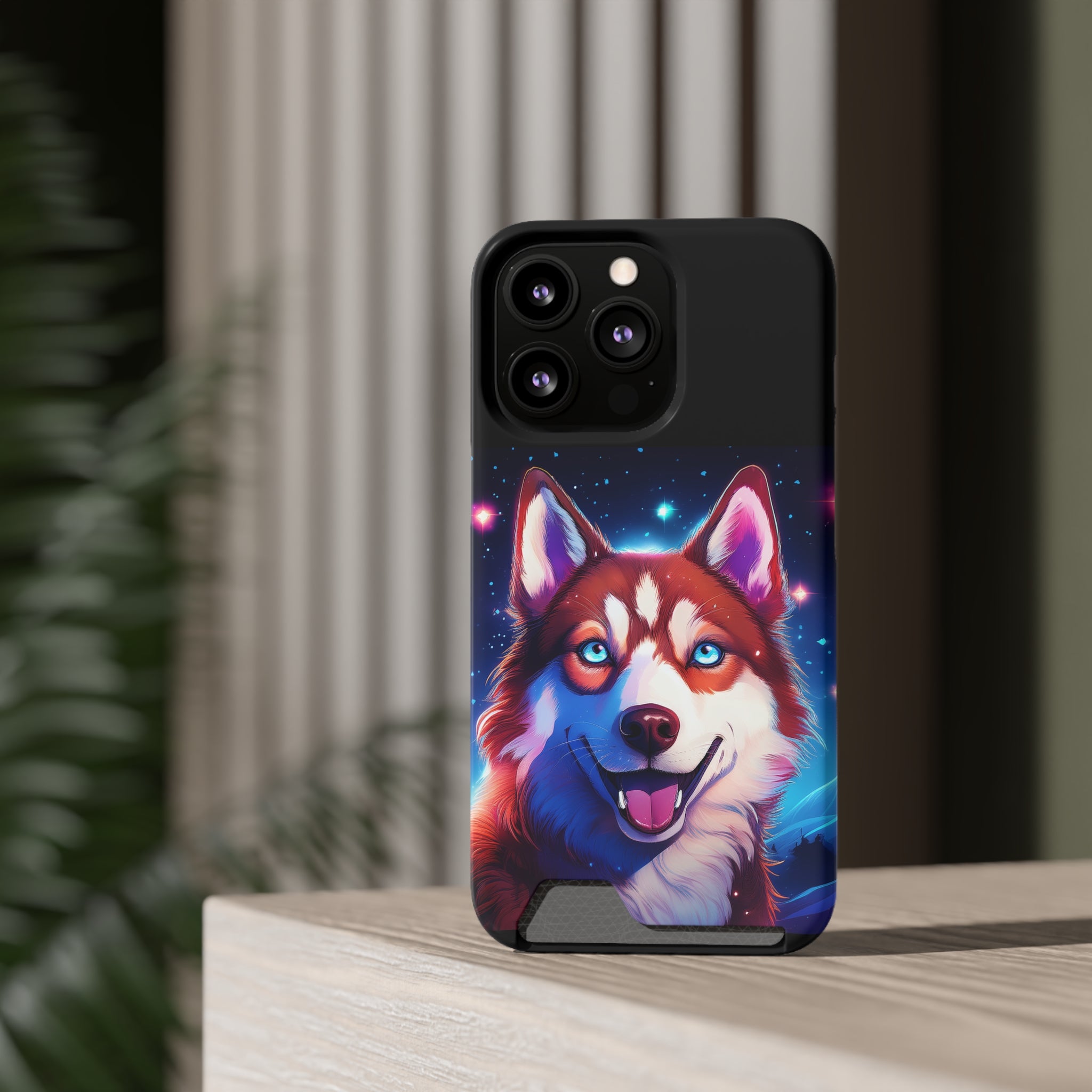 Eskimo Husky Stary Night Phone Case with Card Holder