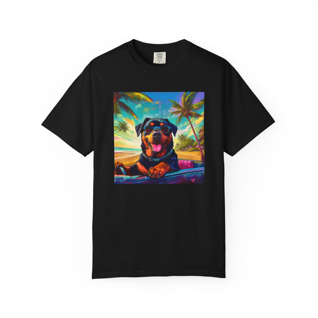 Rottweiler Beach Drive Unisex Garment-Dyed T-shirt