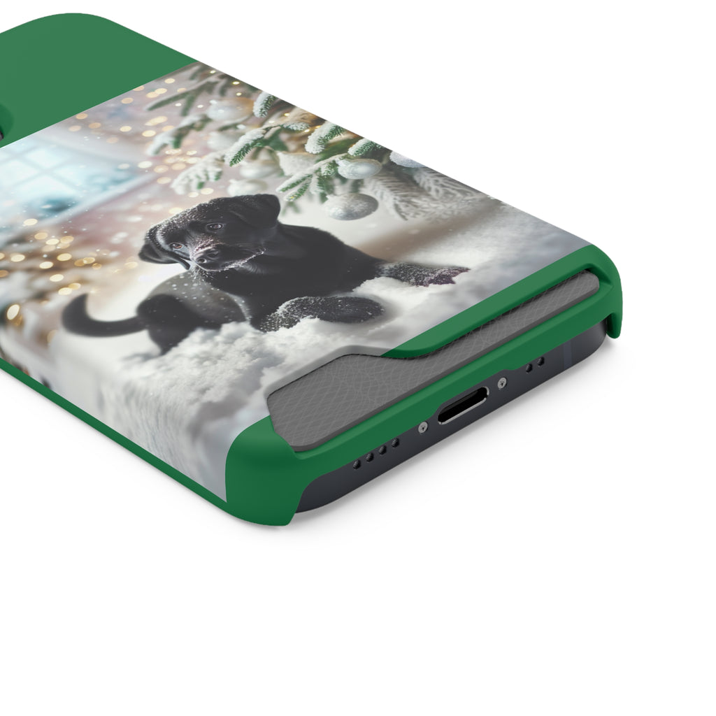 Black Lab Holiday Phone Case with Card Holder