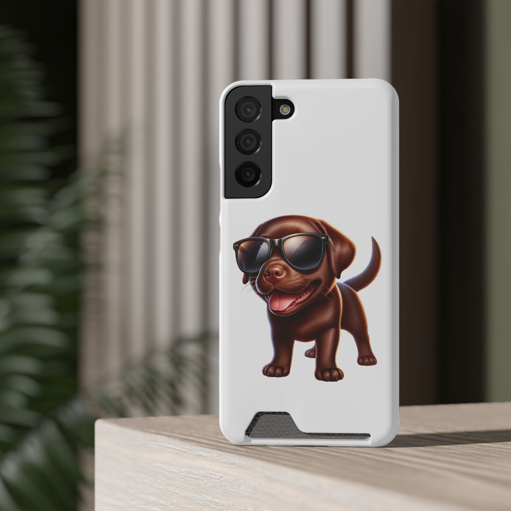 Chocolate Lab with Sunglasses Phone Case with Card Holder
