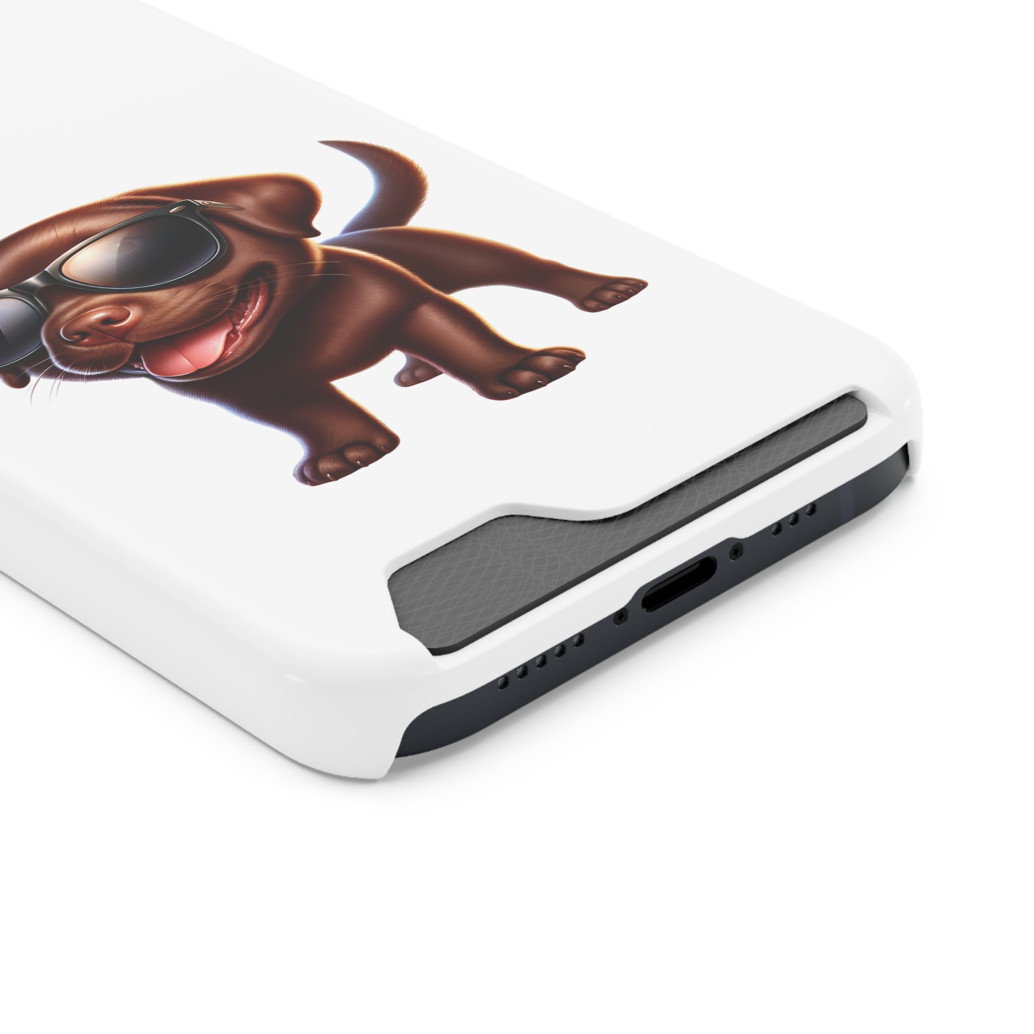 Chocolate Lab with Sunglasses Phone Case with Card Holder
