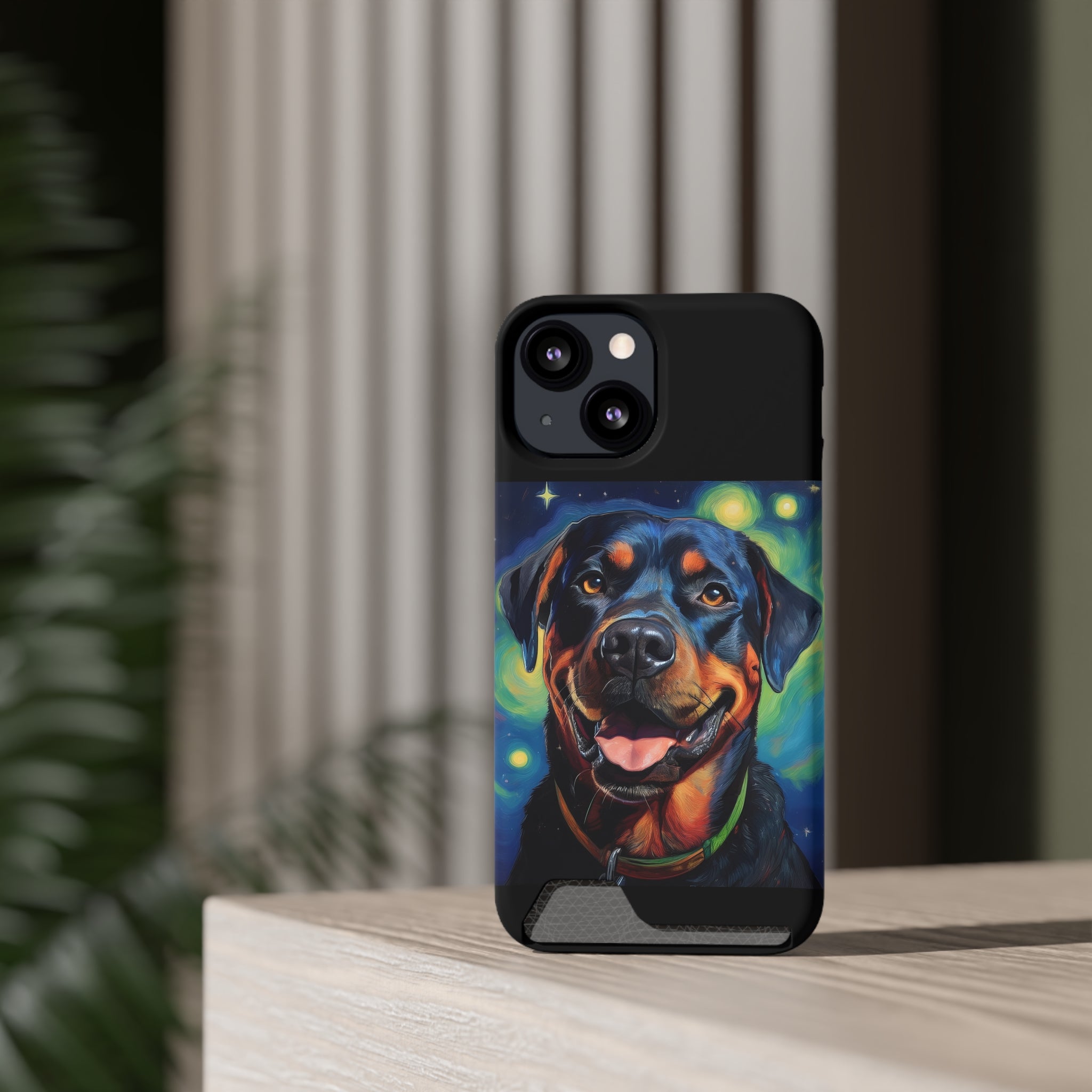 Rottweiler Stary Night Phone Case with Card Holder