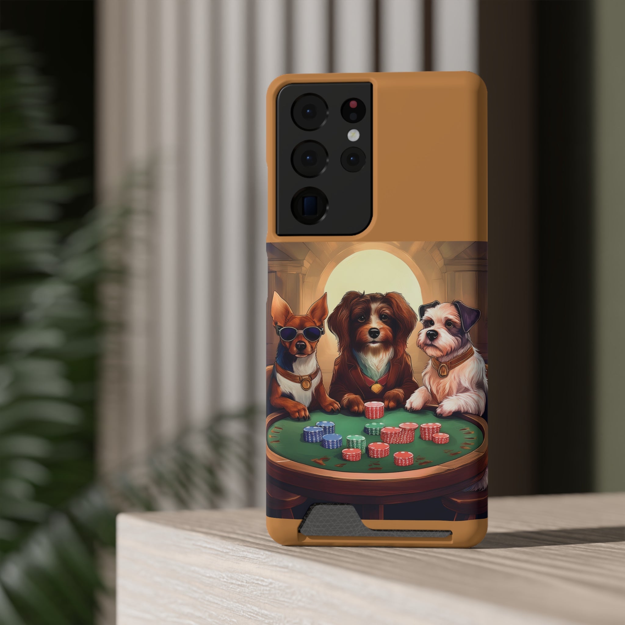 Puppy Poker Phone Case with Card Holder