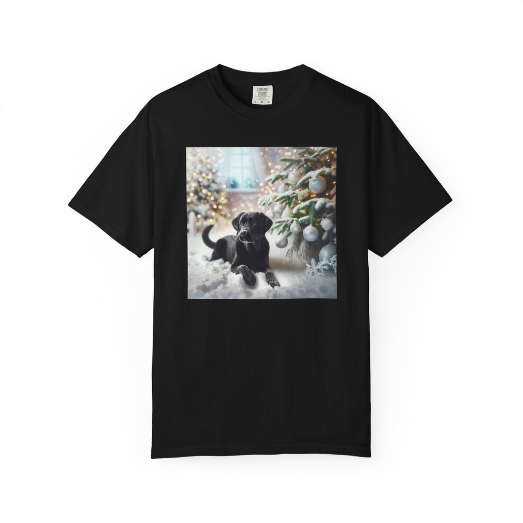Black Lab Puppy Holiday Unisex Garment-Dyed T-shirt
