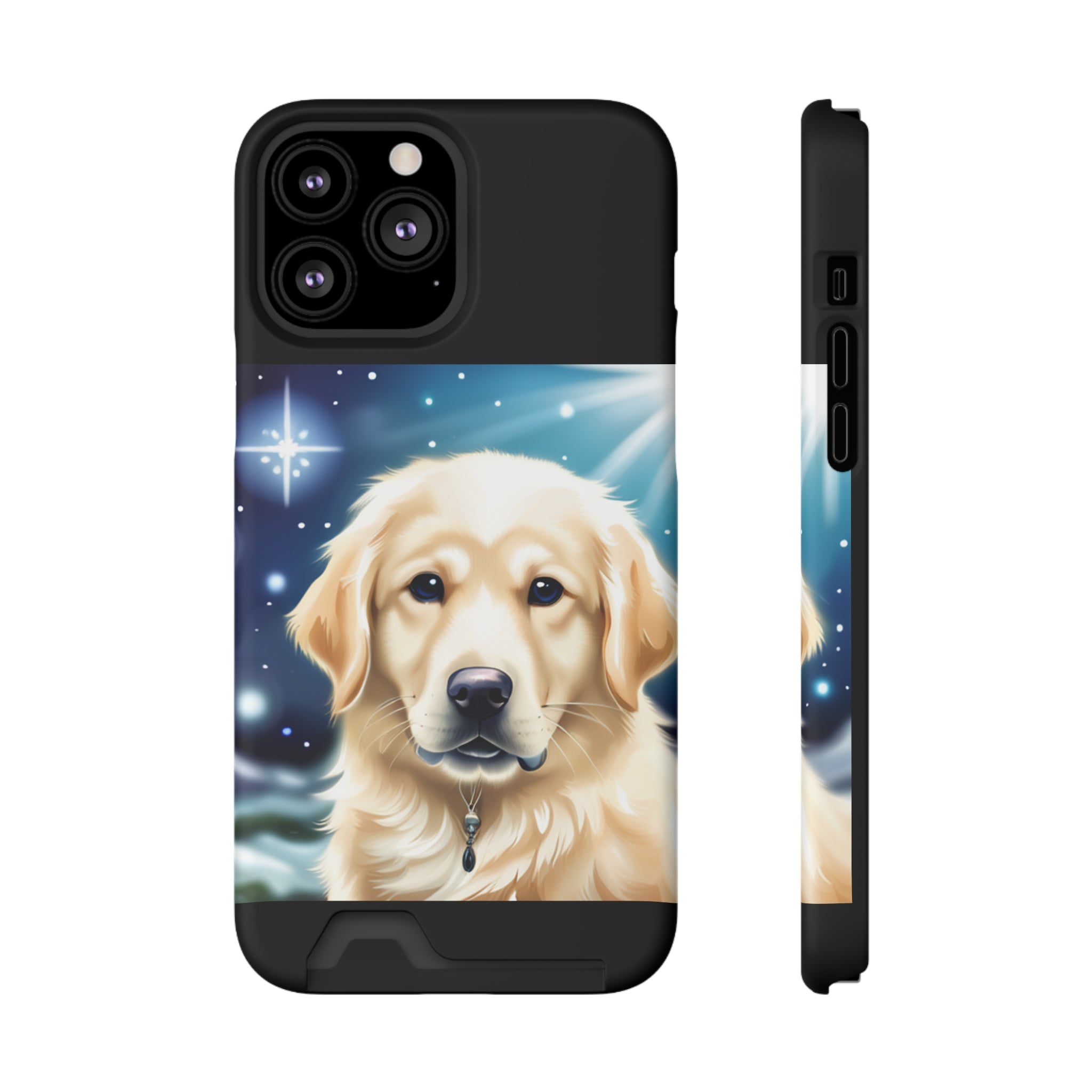 Golden Retriever Stary Night Phone Case with Card Holder