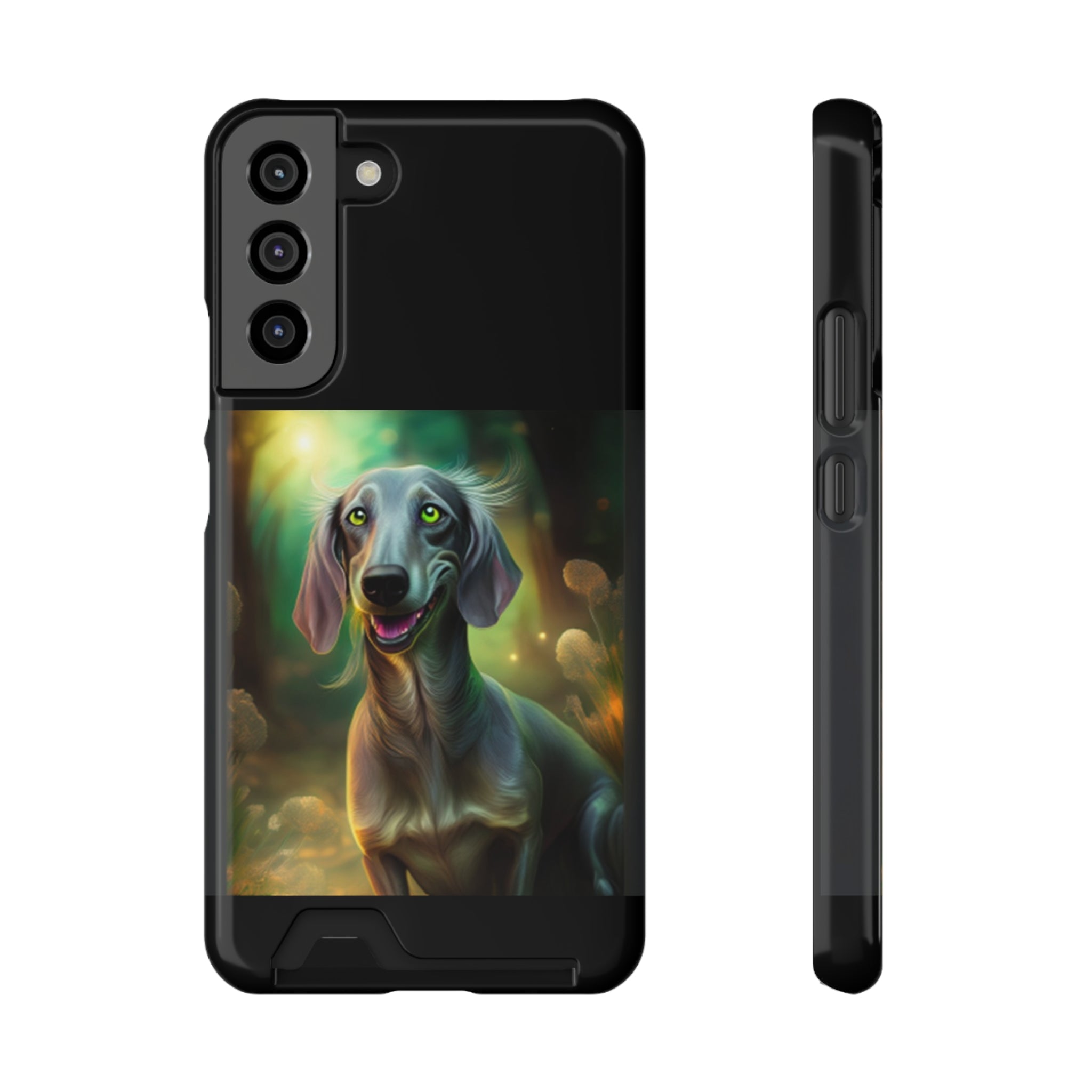 Dachshund Silver Grey Phone Case with Card Holder