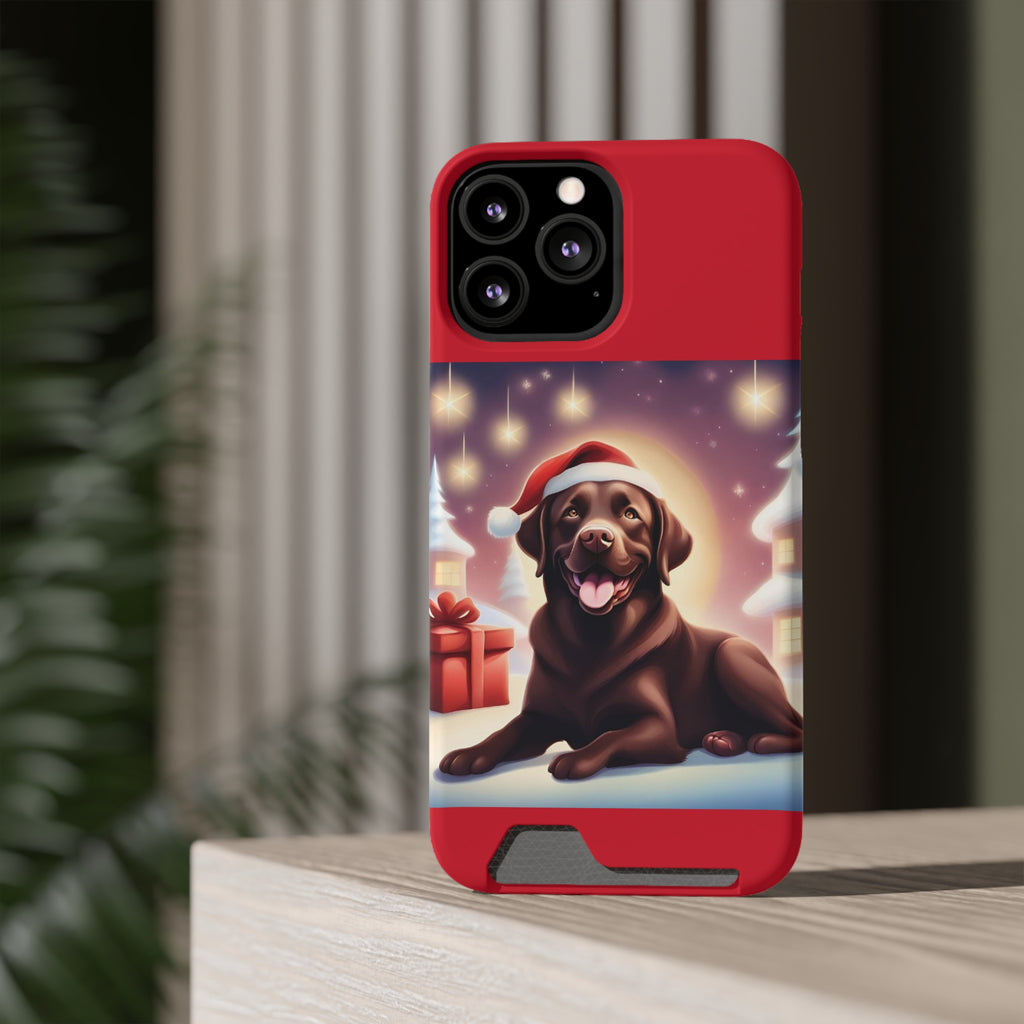Choclate Lab Holiday Phone Case with Card Holder