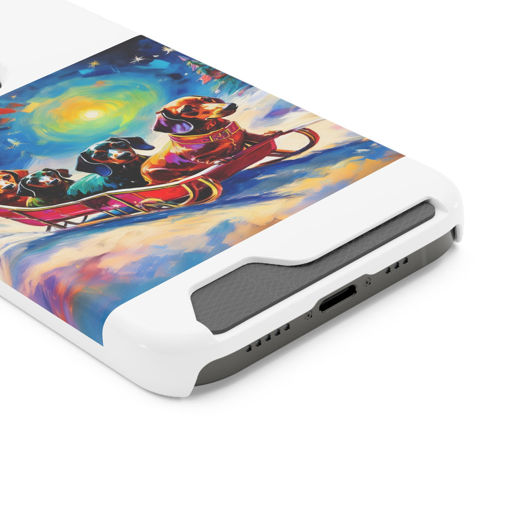 Dachshund Night Sleighride Phone Case with Card Holder