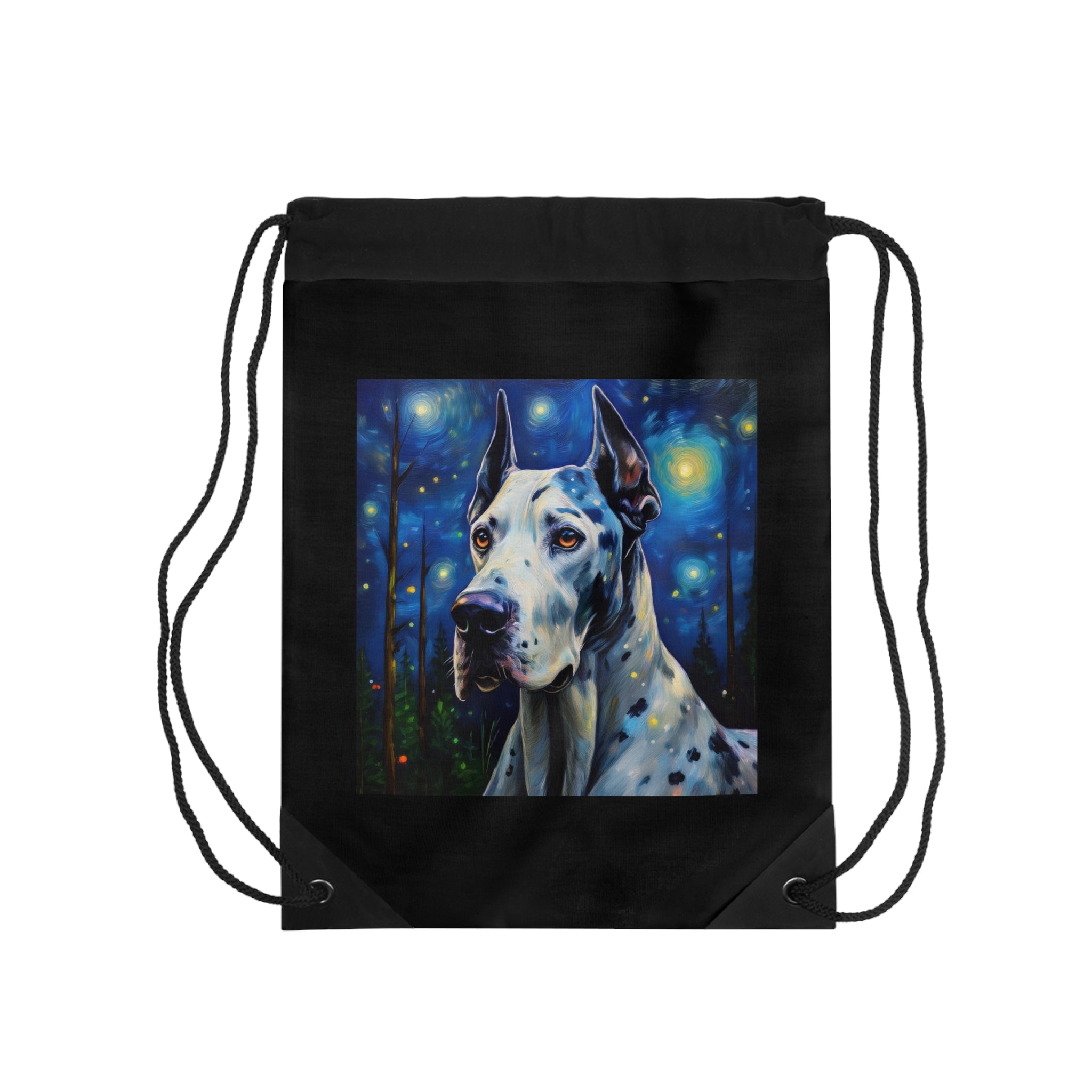 Great Dane Stary Night Drawstring Bag