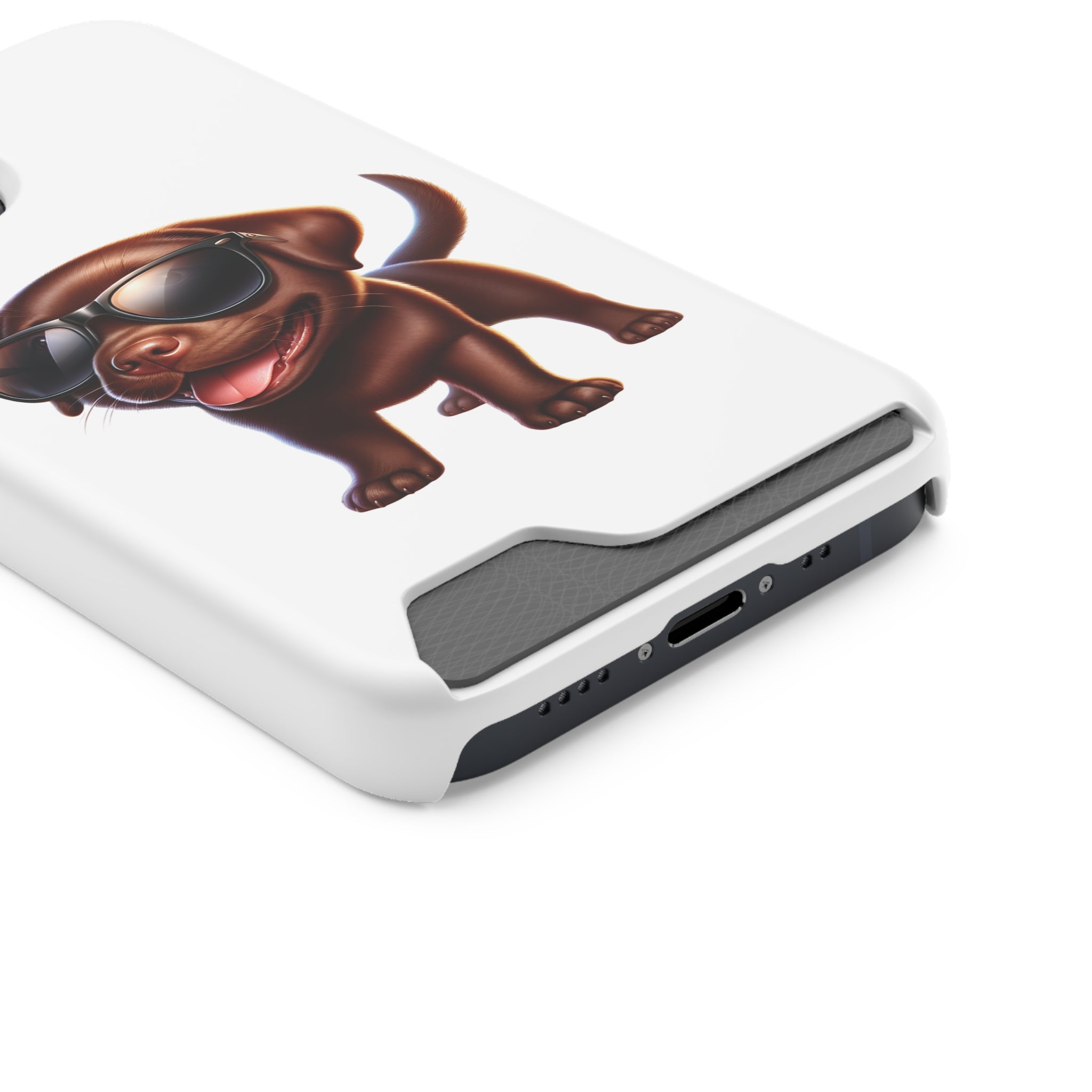 Chocolate Lab with Sunglasses Phone Case with Card Holder