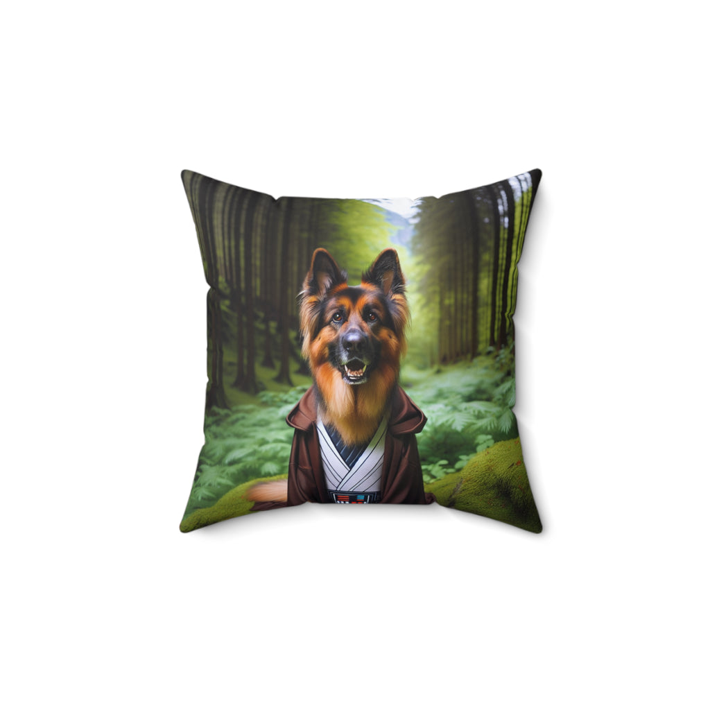 German Shepherd Forest Knight Polyester Square Pillow