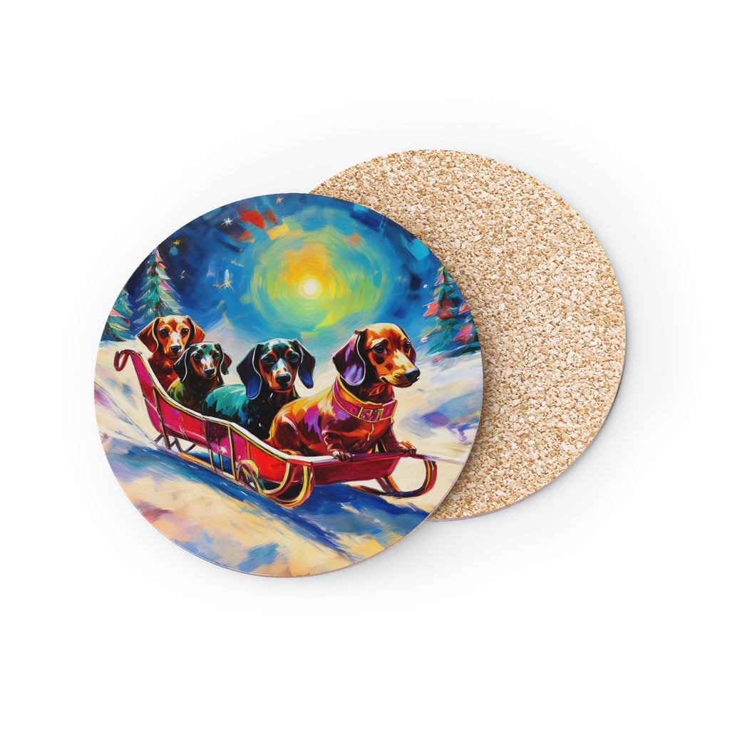 Dachshund Night Sleighride Coasters