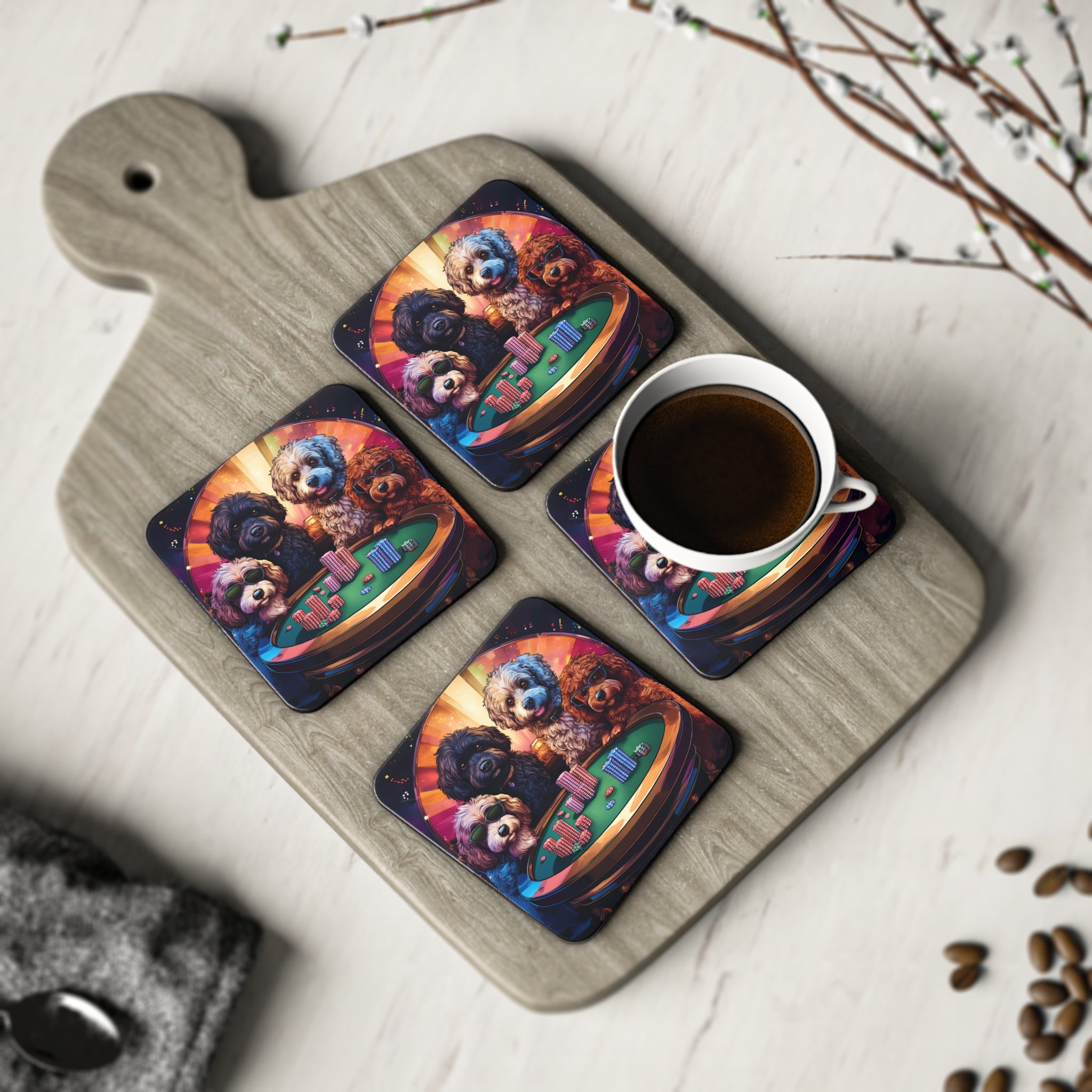 Doodle Poker Game Coasters
