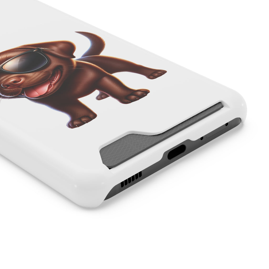 Chocolate Lab with Sunglasses Phone Case with Card Holder