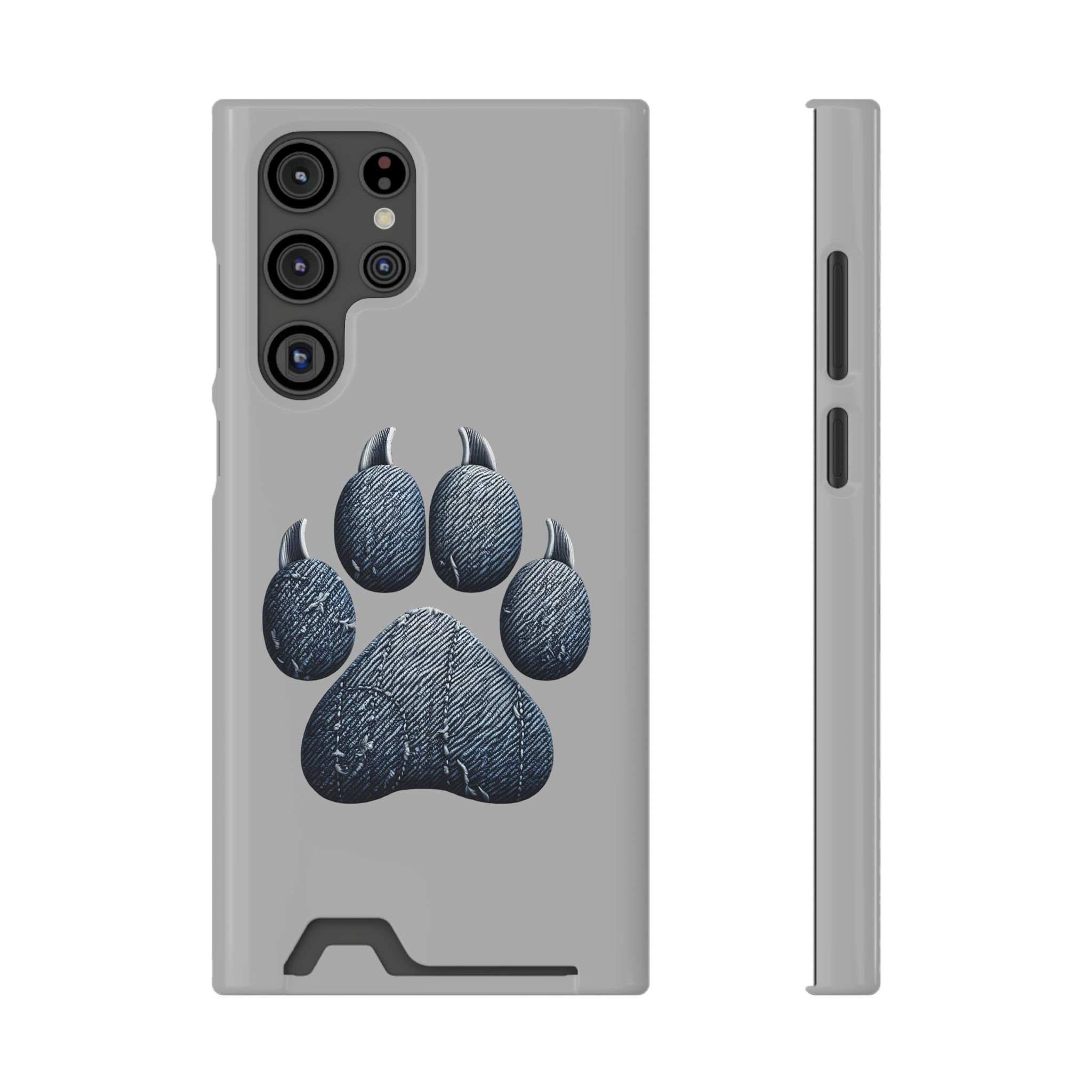 Denim Dog Paw Phone Case with Card Holder