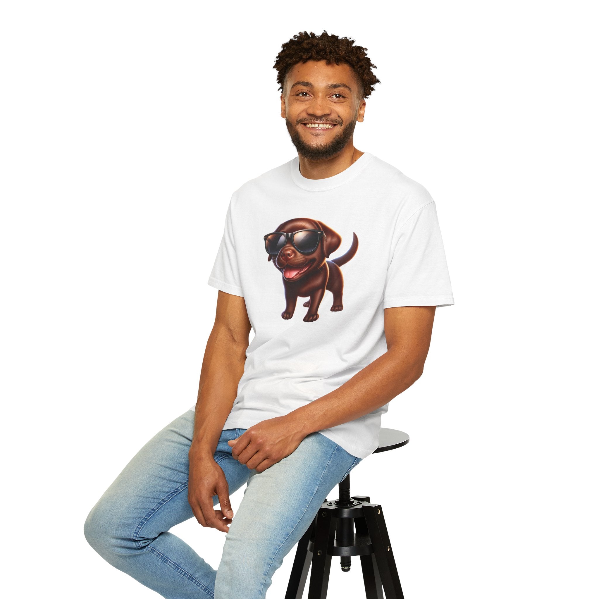 Chocolate Lab w/ sunglasses Unisex Garment-Dyed T-shirt