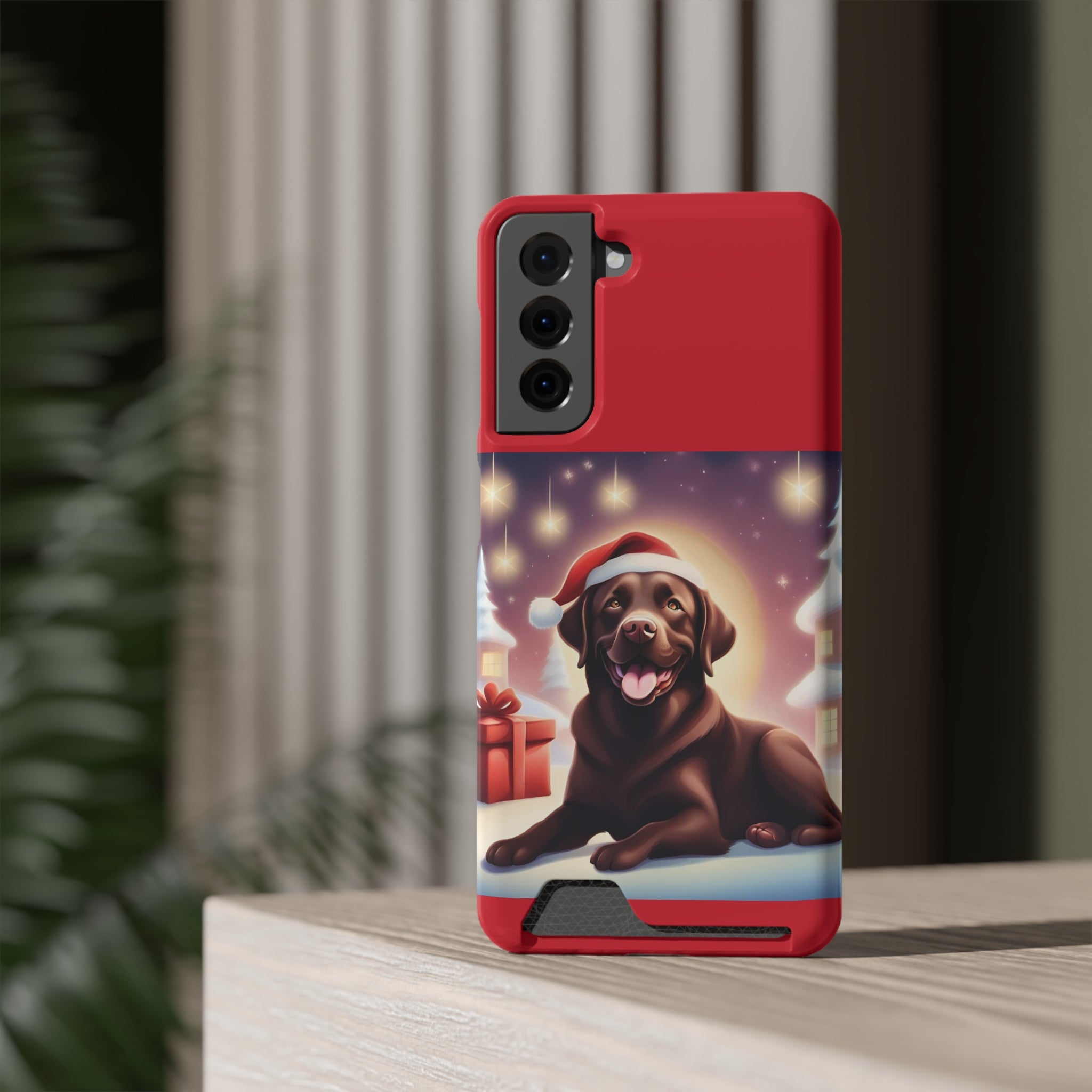 Choclate Lab Holiday Phone Case with Card Holder