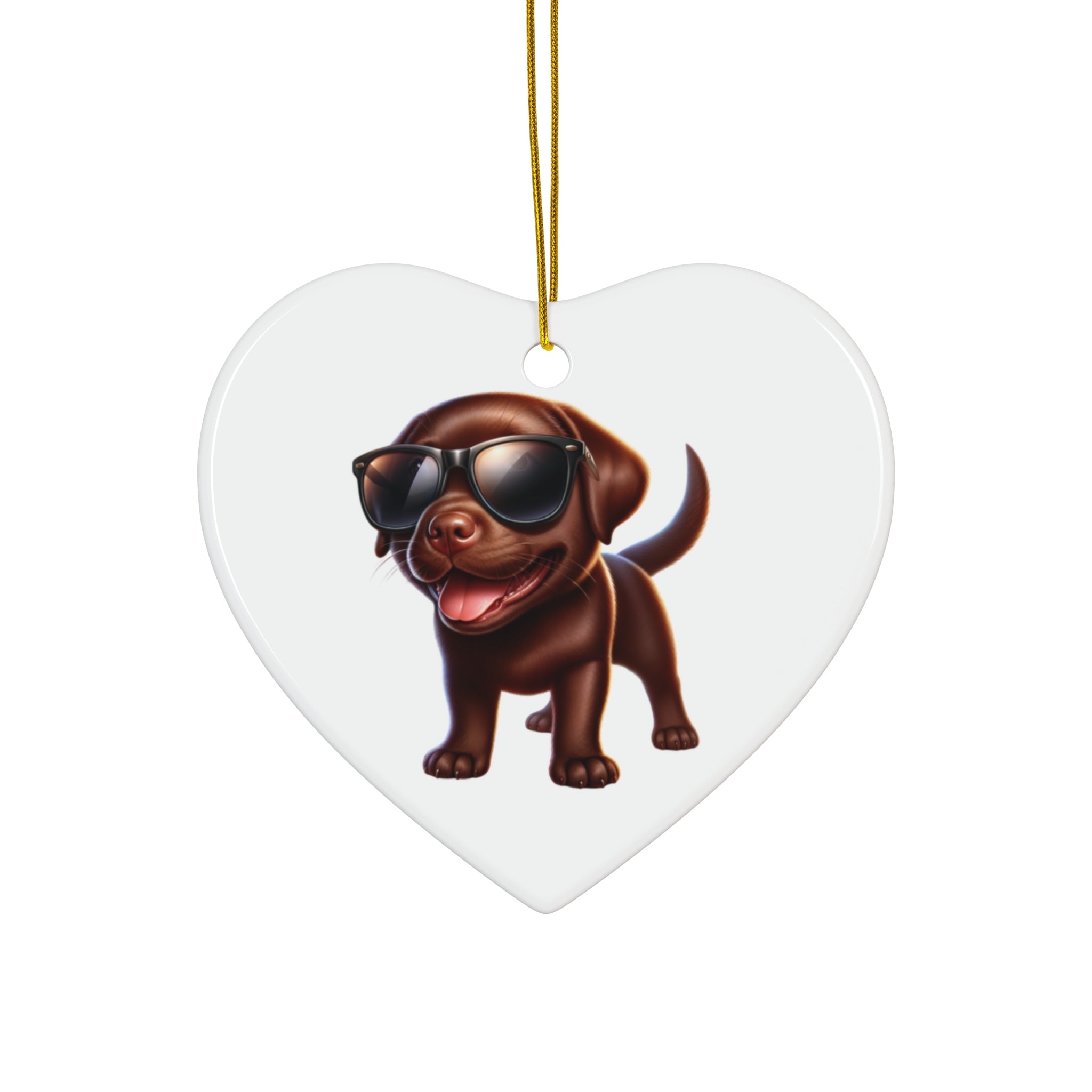 Chocolate Lab w/ sunglasses Ceramic Ornament