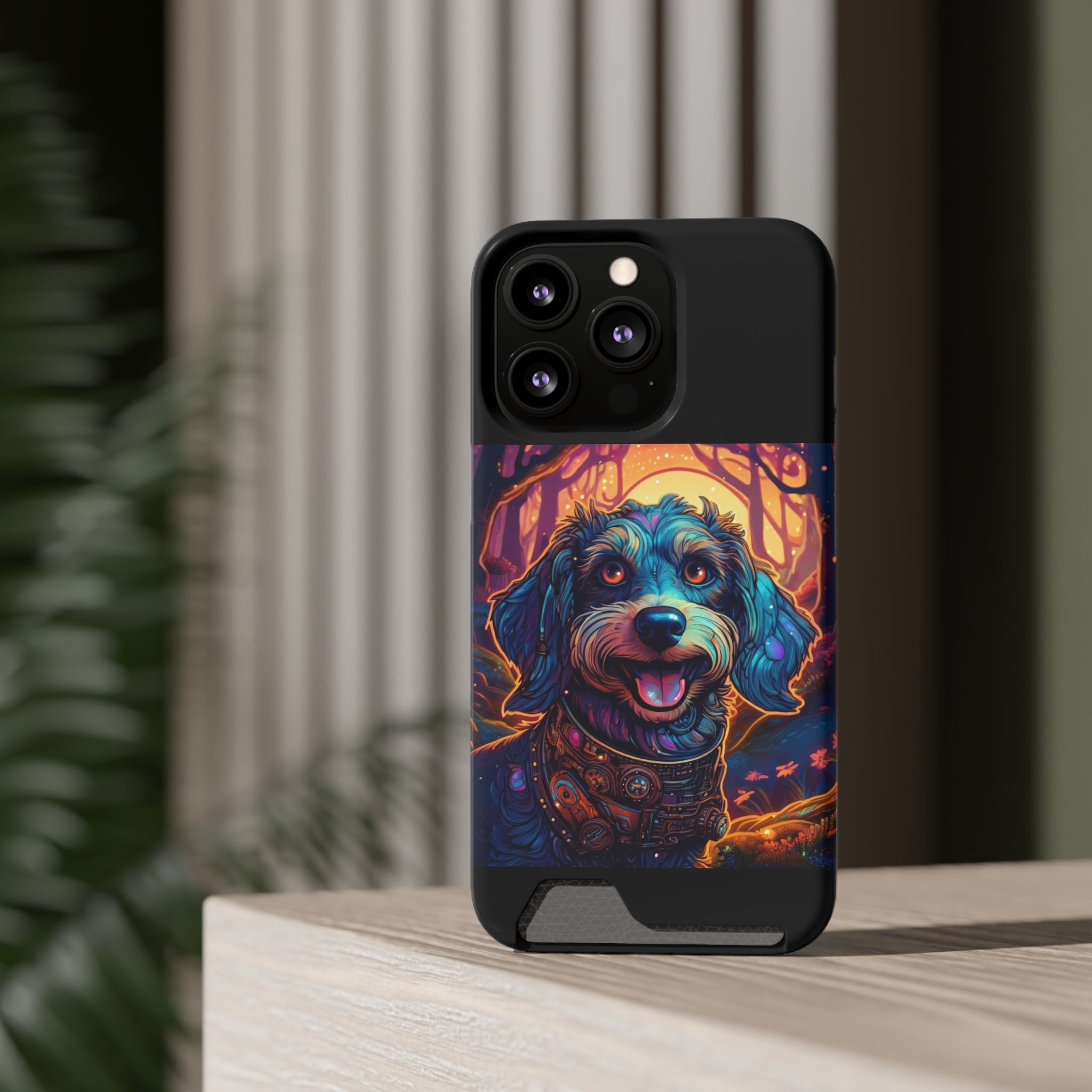 Dachshund Steampunk Phone Case with Card Holder