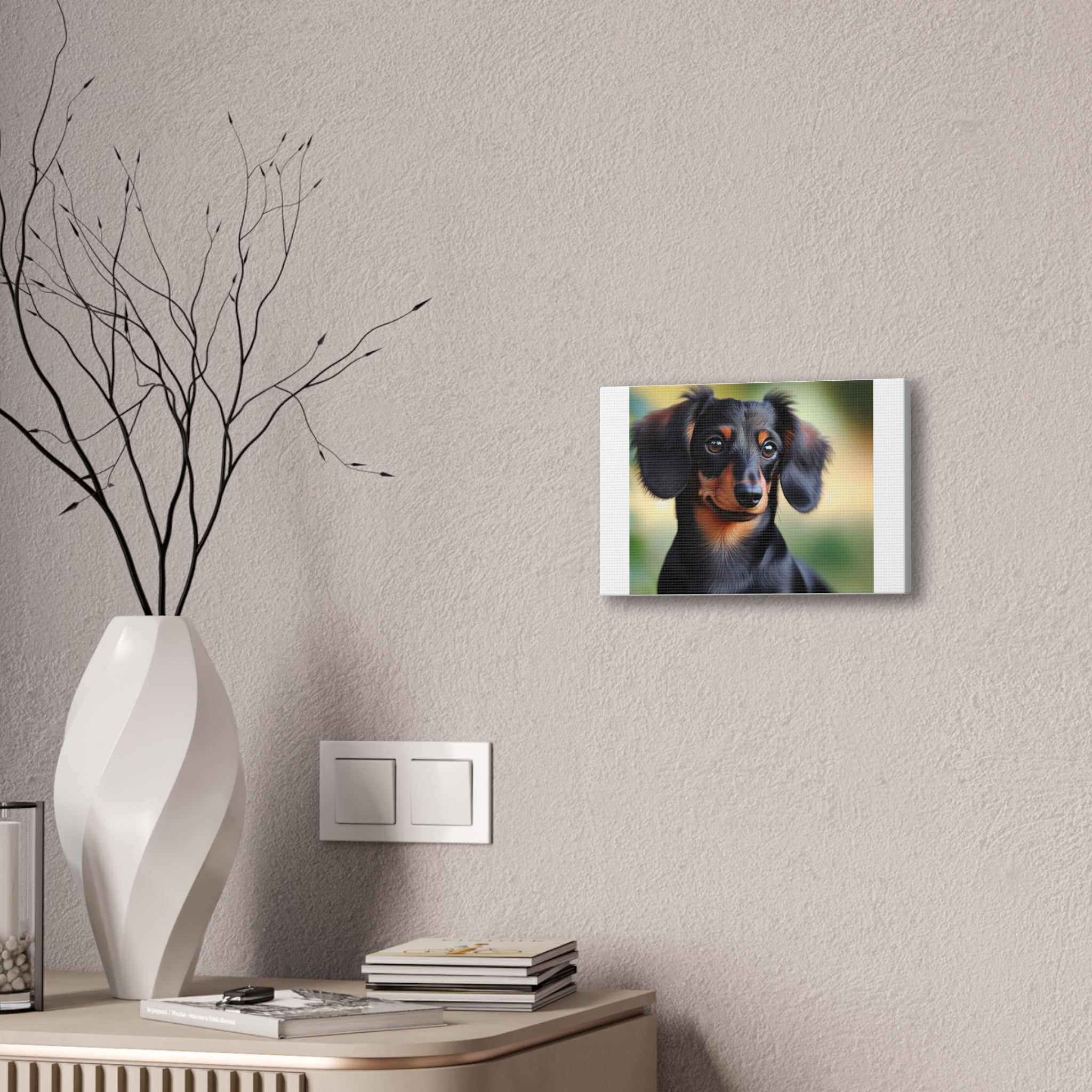 Black/Brown Dachshund Canvas Stretched, 0.75"