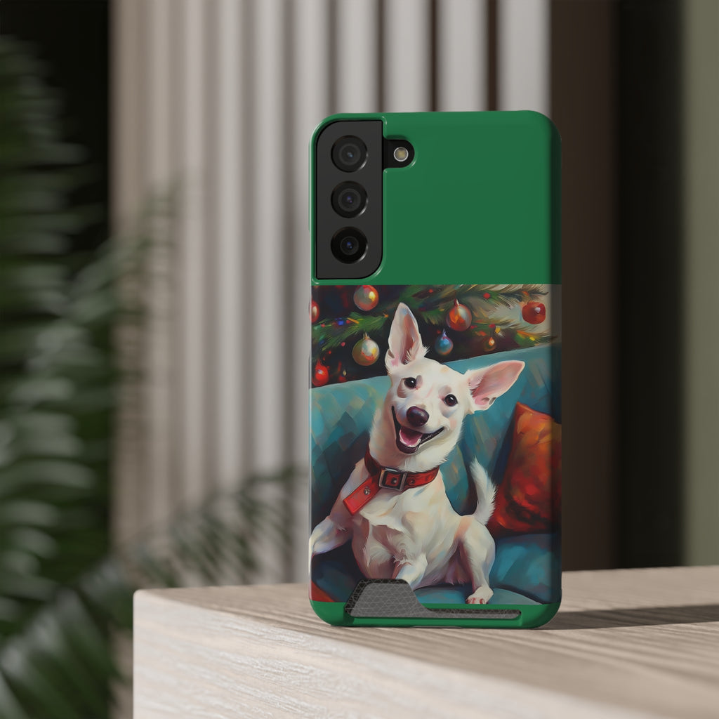 White Corgi Holiday II Phone Case with Card Holder