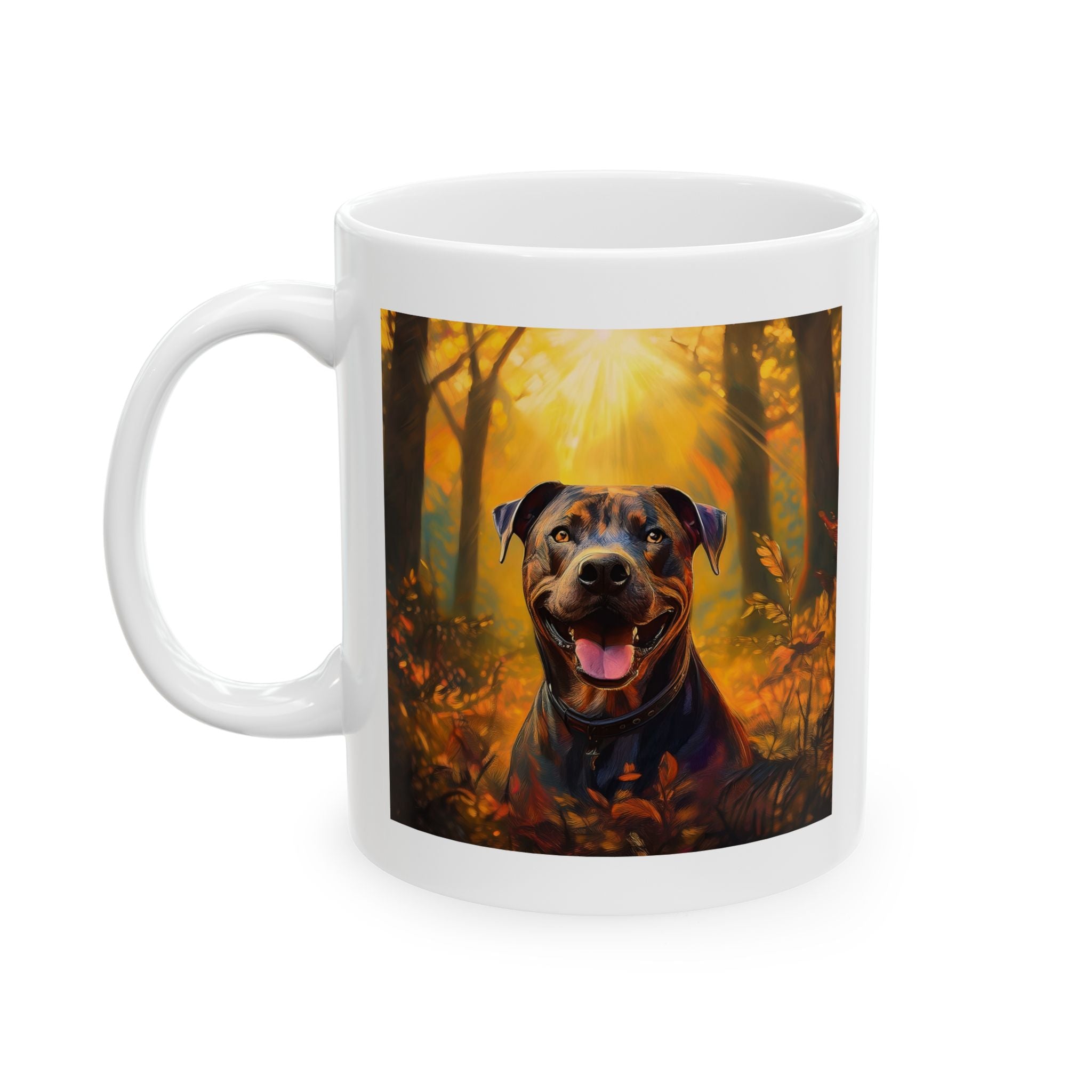 Pit Bull Brindle Autumn Ceramic Mug, (11oz, 15oz)
