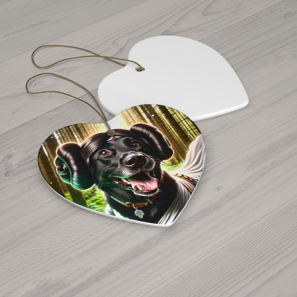 Black Lab Galaxy Princess Ceramic Ornament
