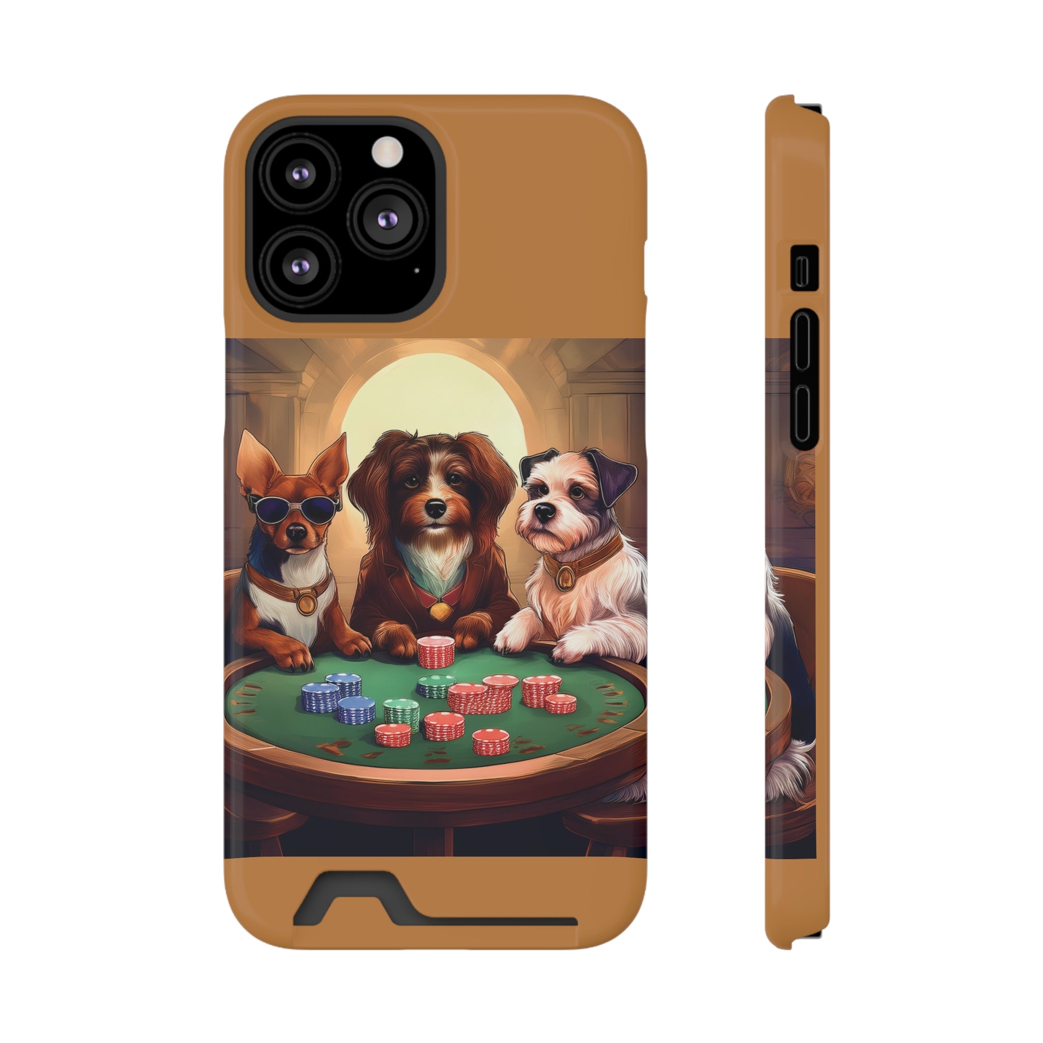 Puppy Poker Phone Case with Card Holder